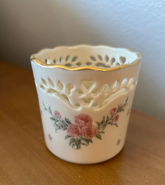 Vintage PETITE ROSE by LENOX 2 3/8" Small Pierced Votive Candleholder