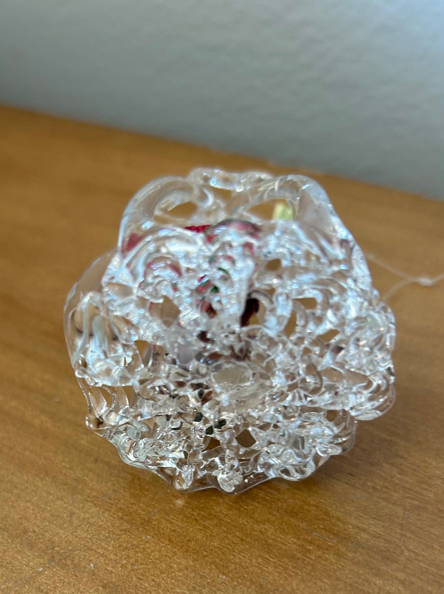 Vintage Silvestri Spun Glass Cardinal in Cage Ornament With Box