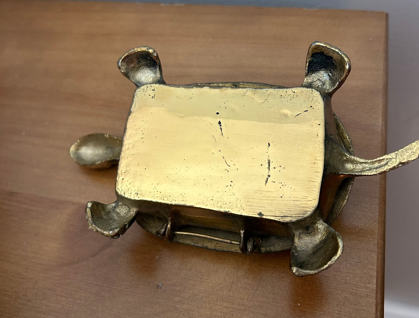 Vintage Brass Hinged Lid Turtle Trinket Box