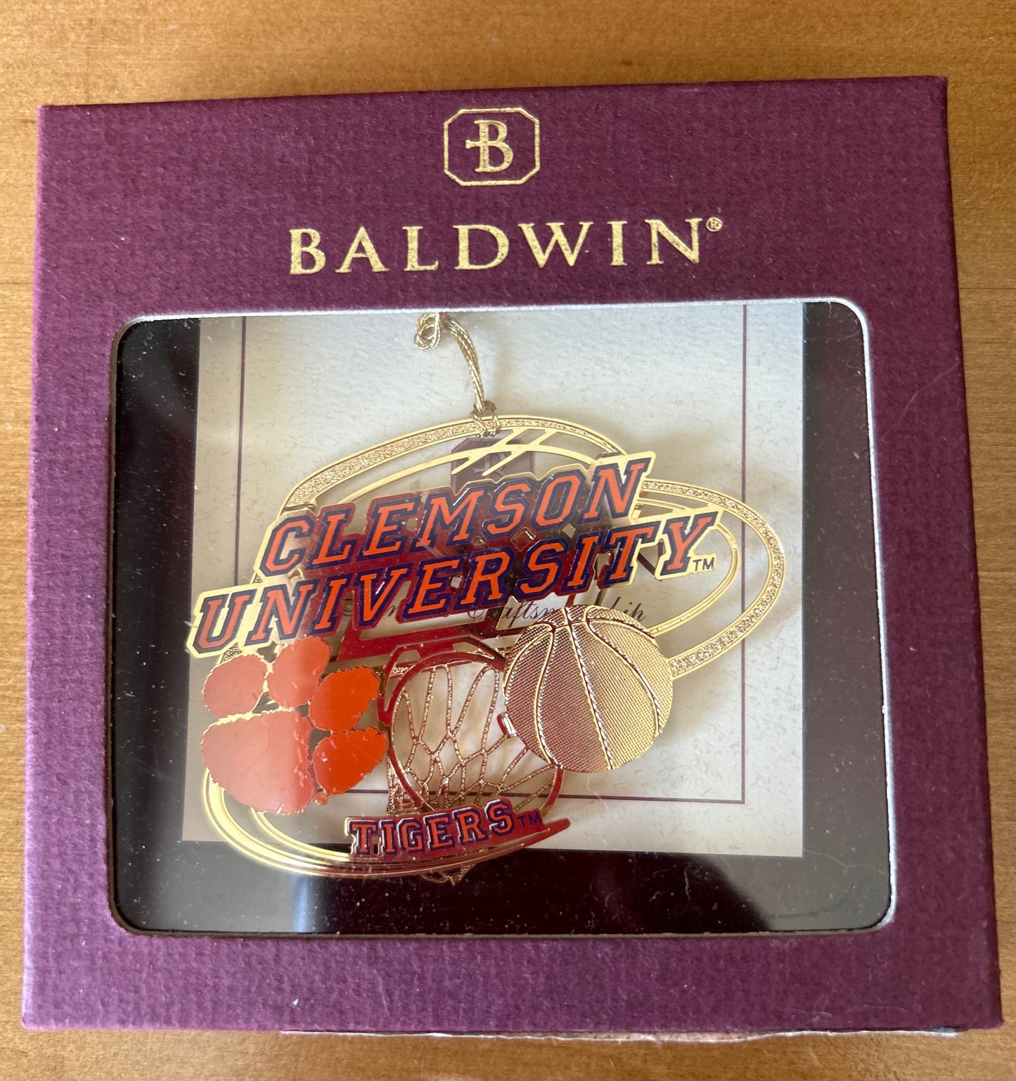 Baldwin Brass Clemson University BB Christmas Ornament