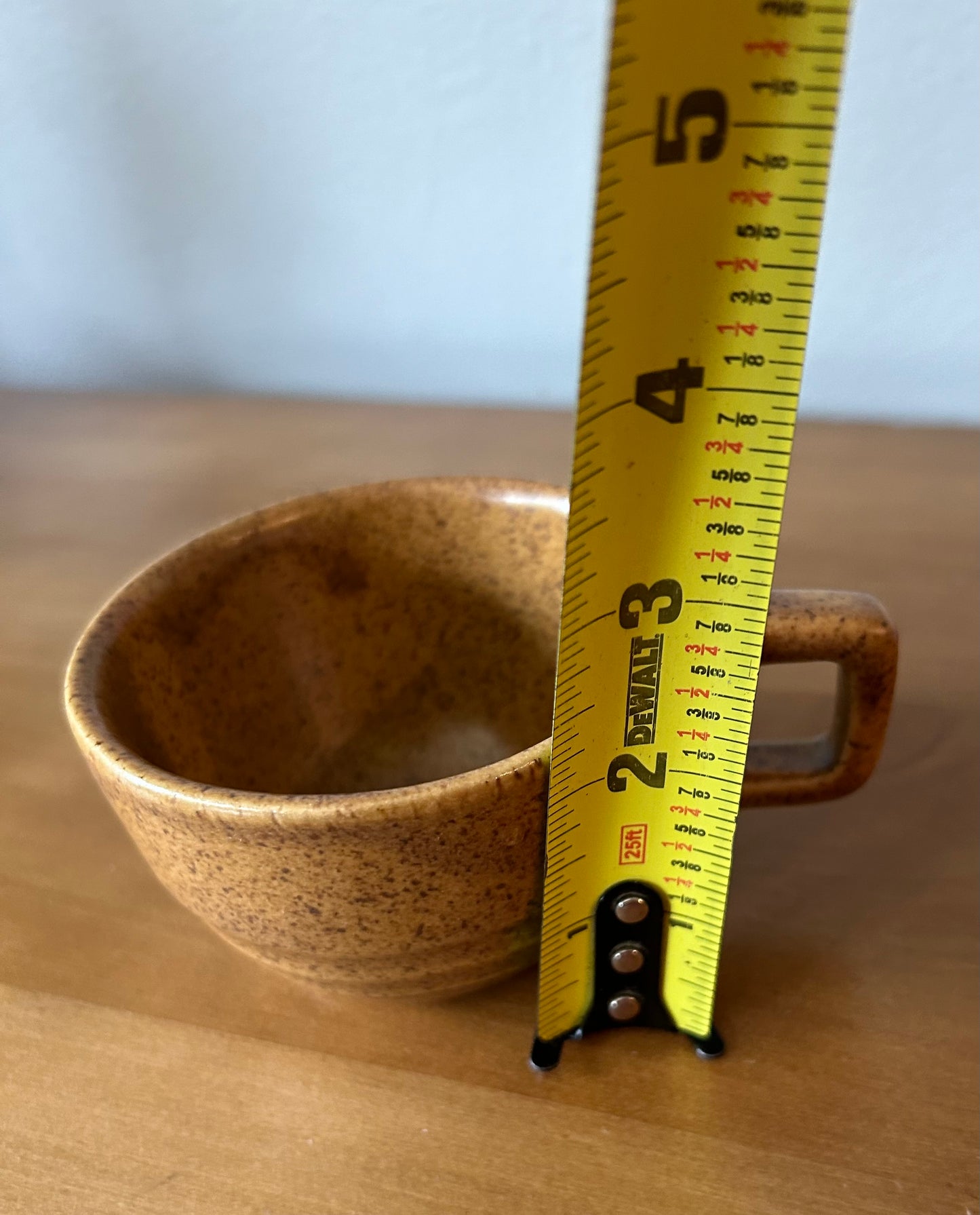 Monmouth pottery cup, Mojave brown speckled, maple leaf, USA, 10 oz.