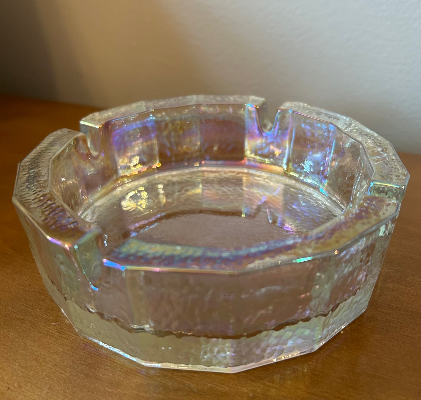 Blenko Iridescent Pebblegrain 6-Inch Glass Ashtray Carnival Rainbow Colors