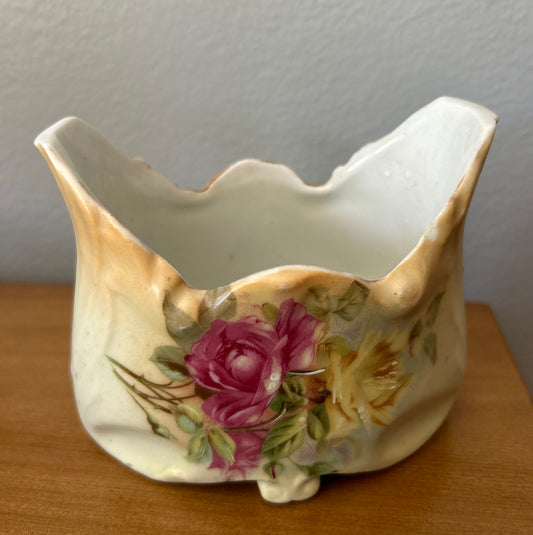 Vintage Austrian  Open Sugar Bowl Hand Painted 4.5x4x2.5 Floral