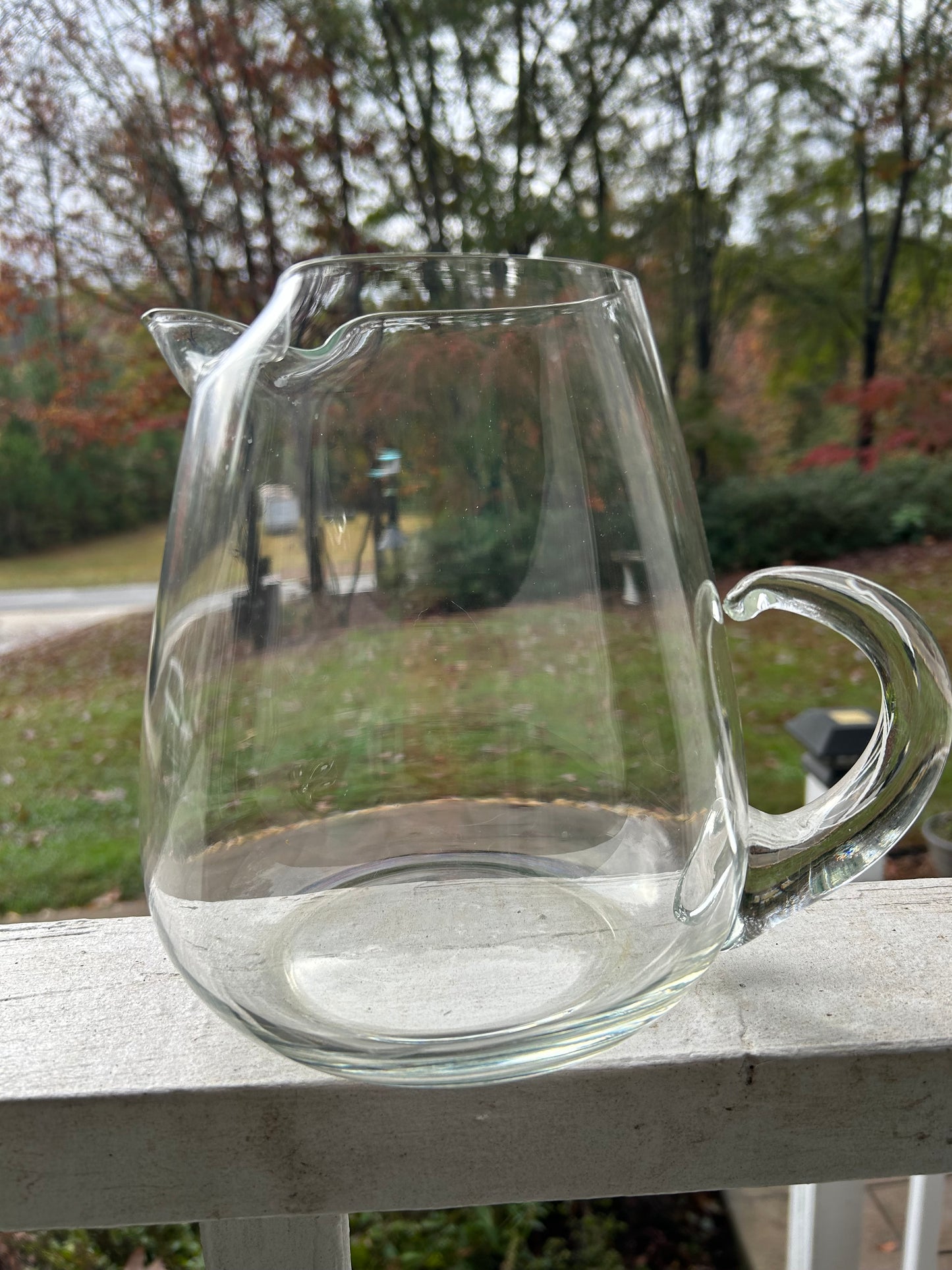 Vintage Draped Blown Glass Iridescent Water Beverage Pitcher Excellent Condition