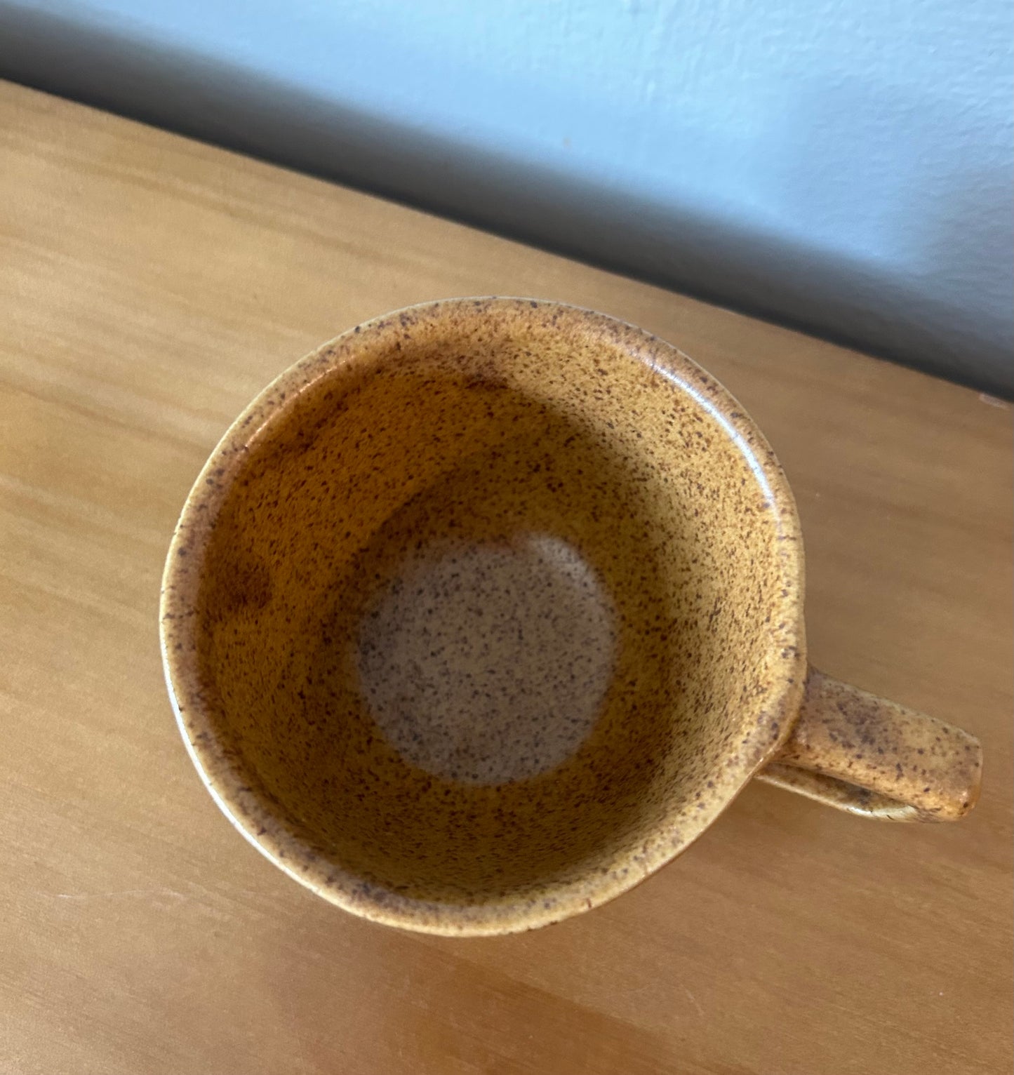 Monmouth pottery cup, Mojave brown speckled, maple leaf, USA, 10 oz.