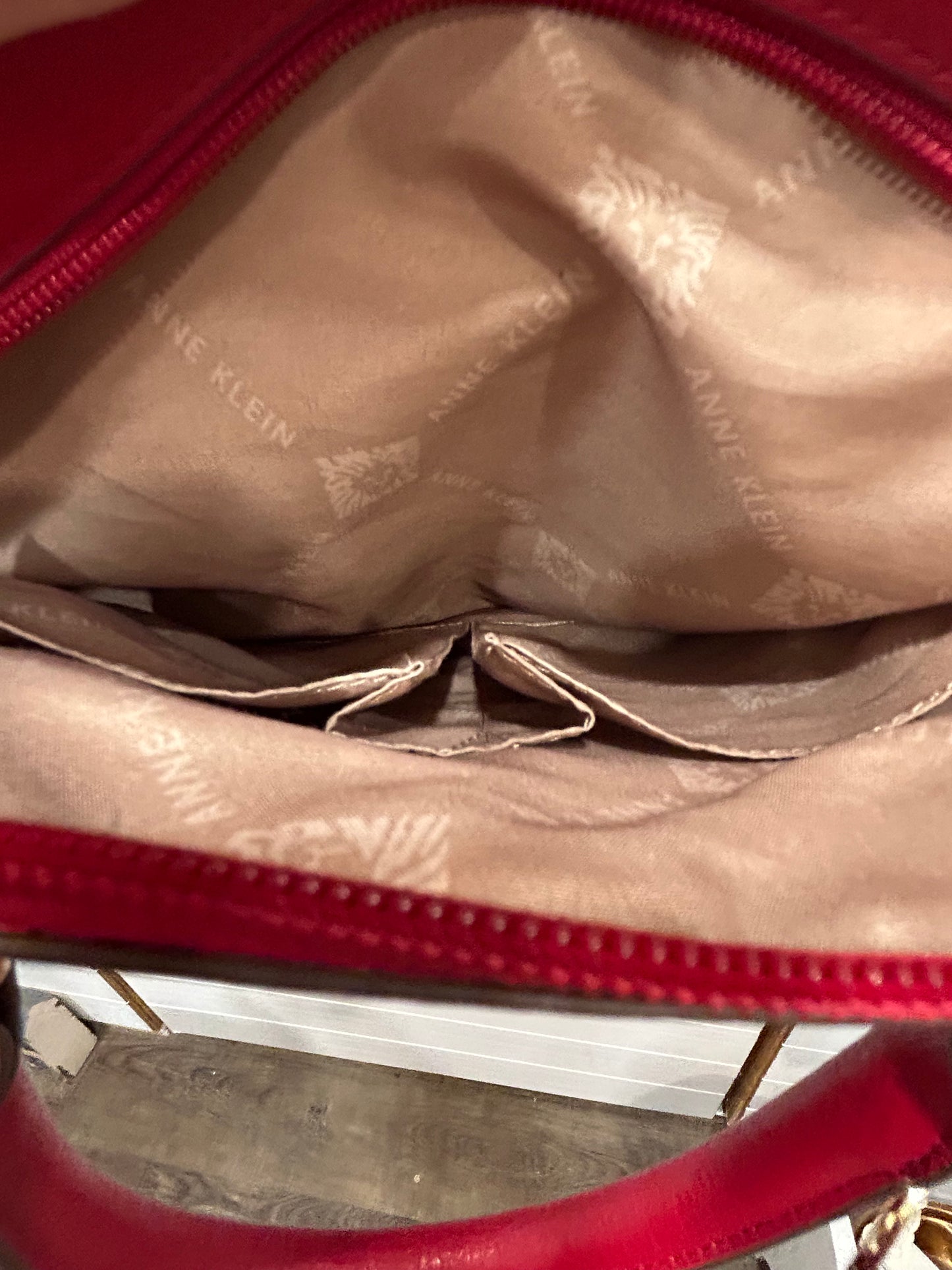 Anne Klein Signature Red Dome Satchel Double Handles