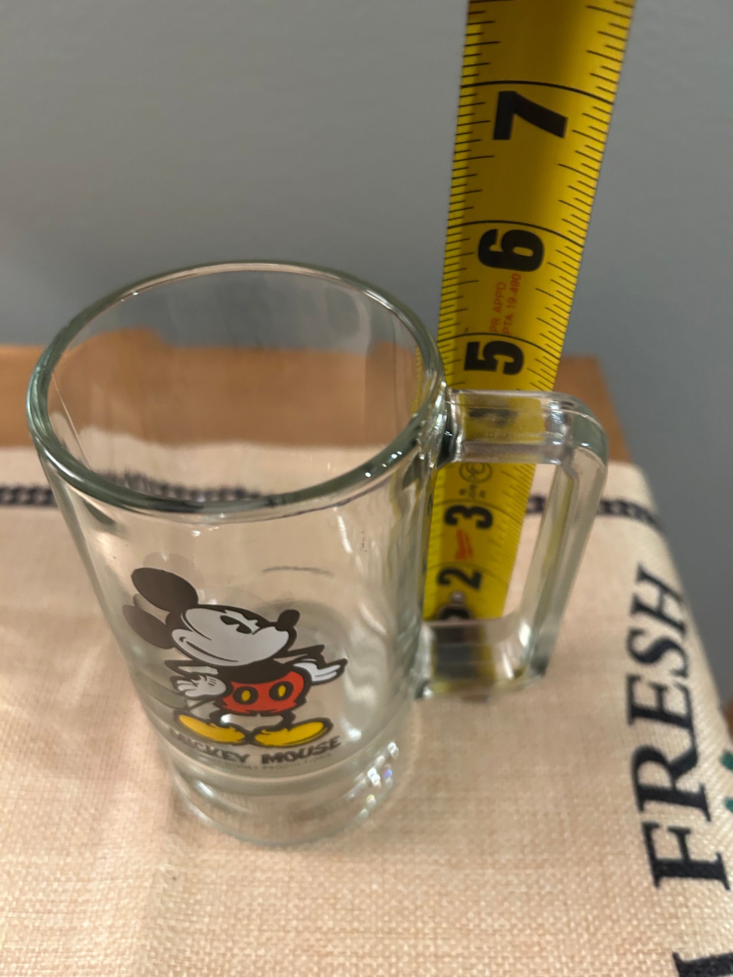 Walt Disney Mickey Mouse Clear Glass  Mug Cup with Handle