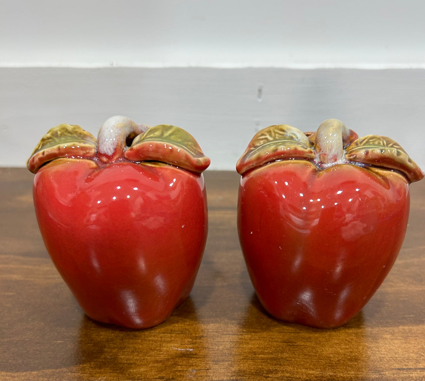 Ceramic Apple Salt And Pepper Shakers with Stoppers