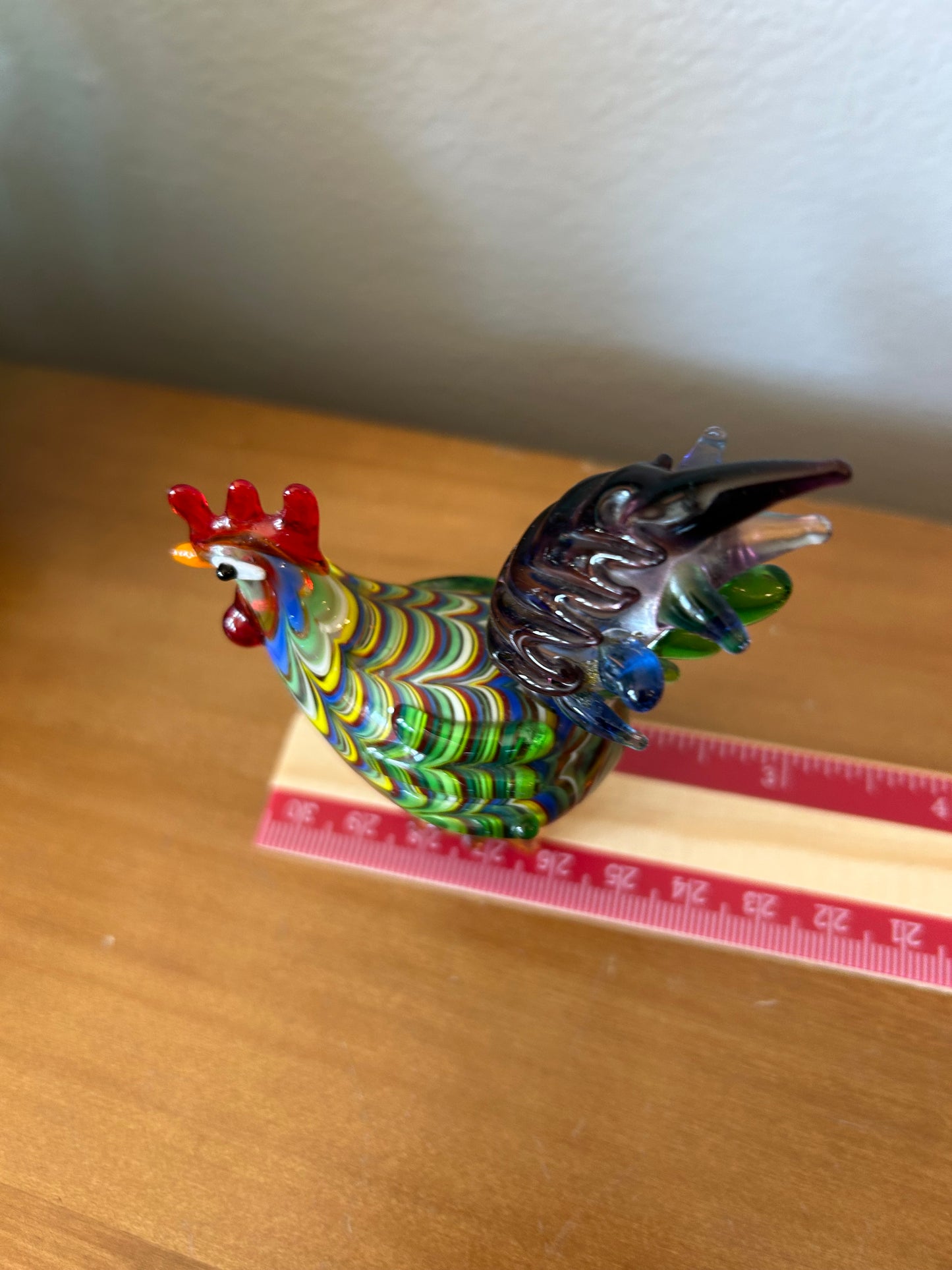 2 Fitz And Floyd Glass Menagerie Rooster Chicken Hand Blown Glass Art