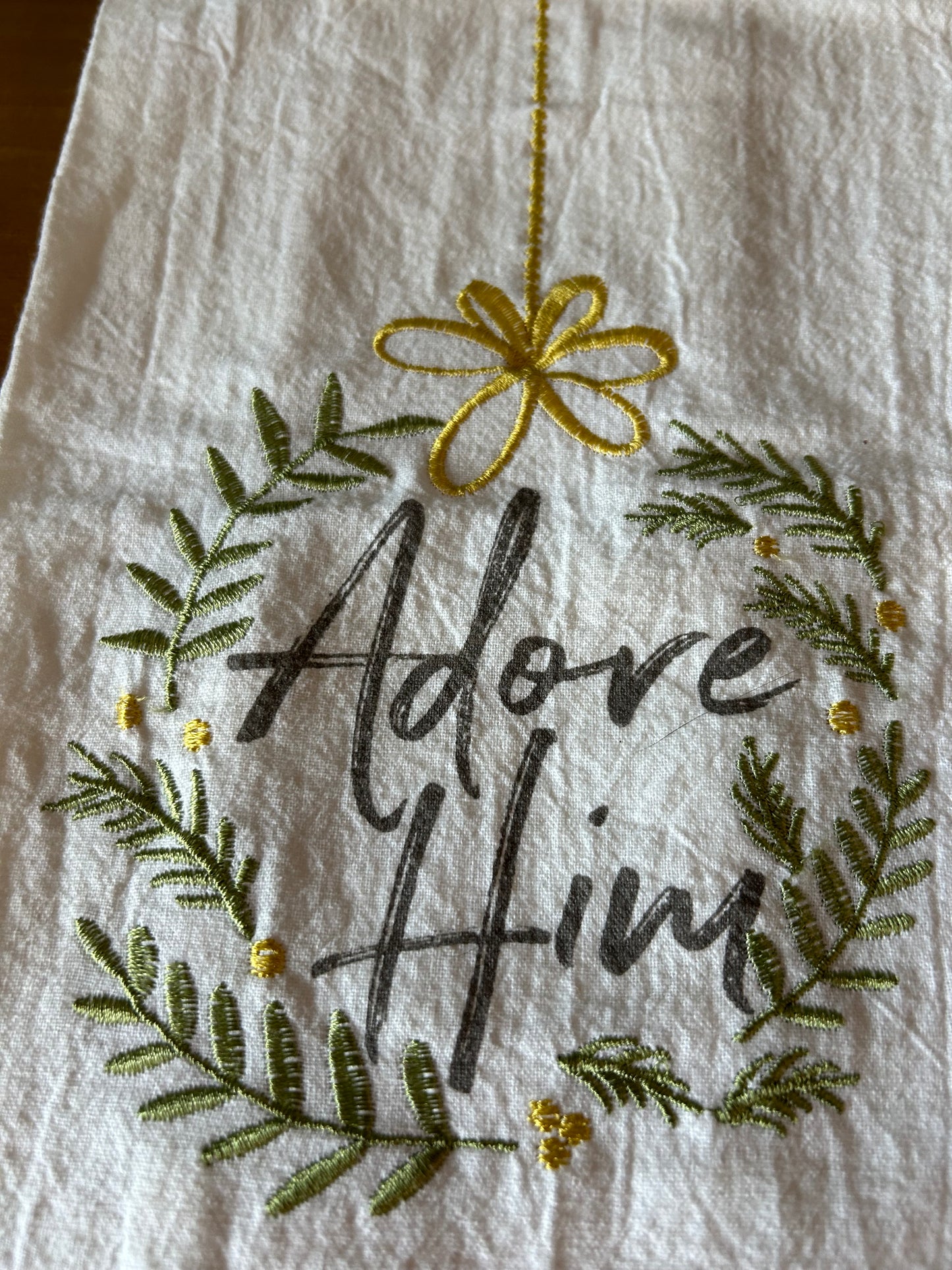 Christmas Tea Towel “Adore Him” from Life Way Embroidered