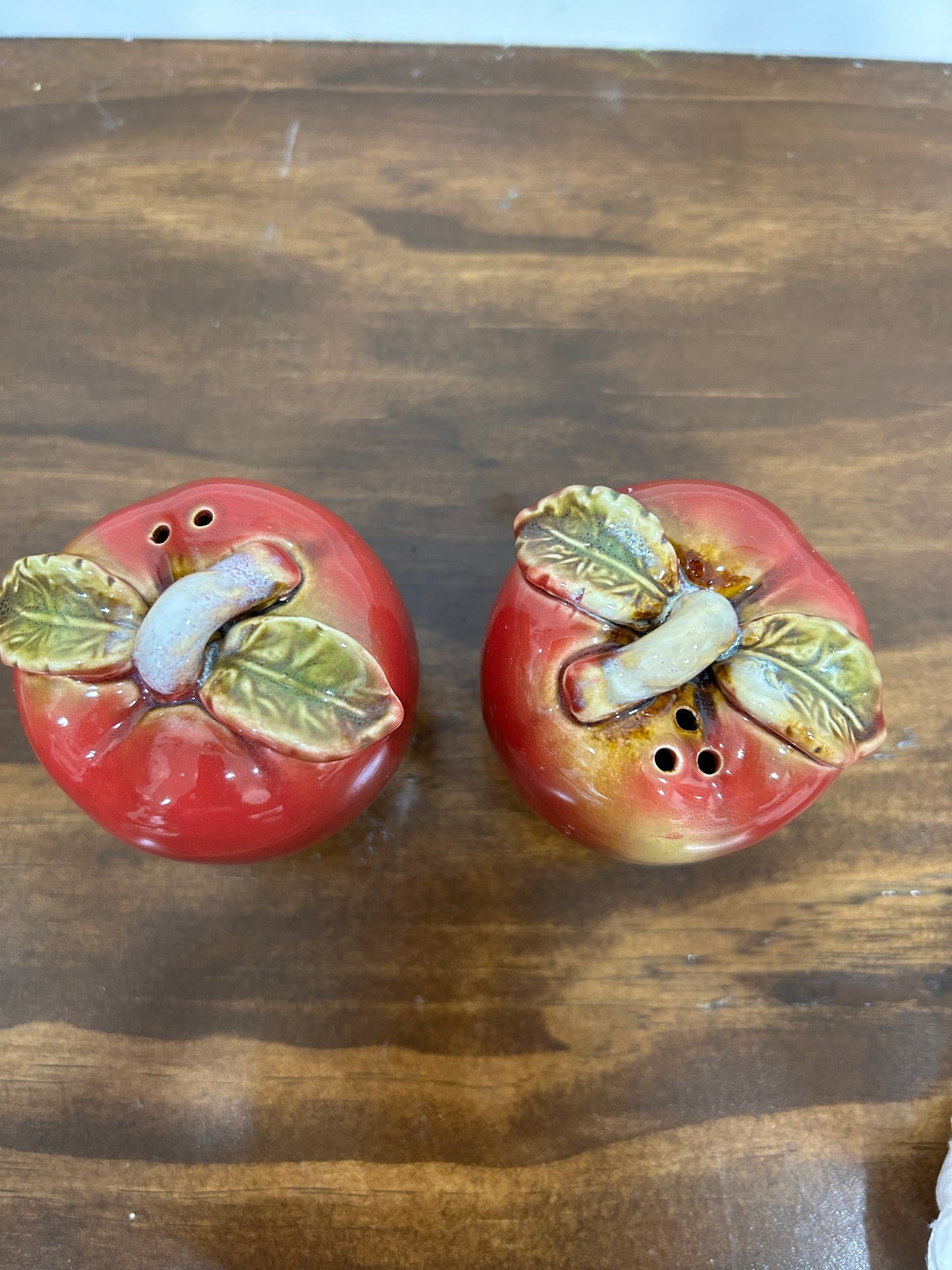 Ceramic Apple Salt And Pepper Shakers with Stoppers