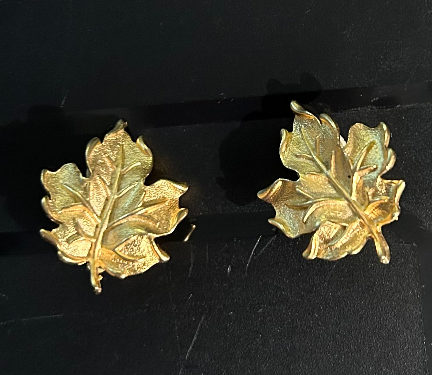 Vintage Maple Leaf Gold- tone Clip-on Earrings