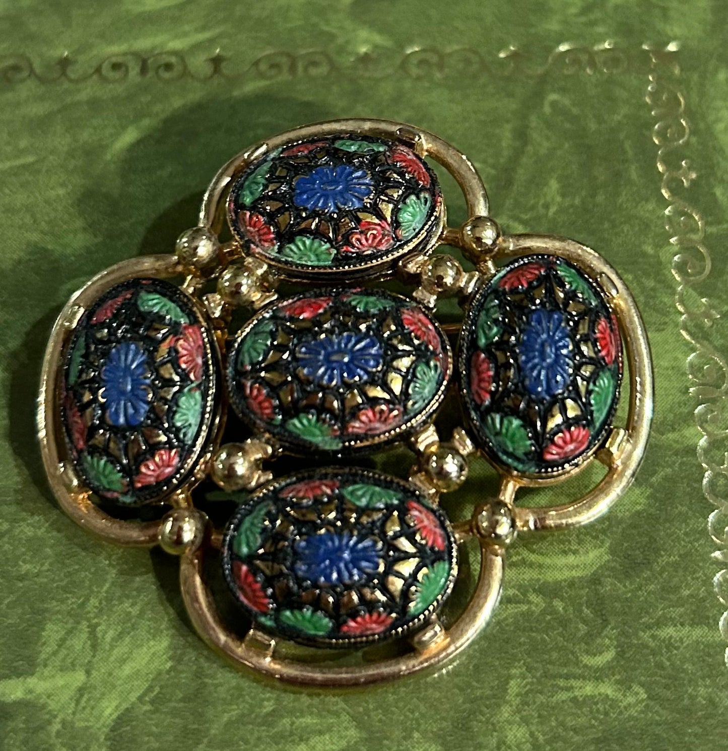 VINTAGE JULIANA FOR SARAH COVENTRY MOROCCAN MATRIX MALTESE CROSS BROOCH