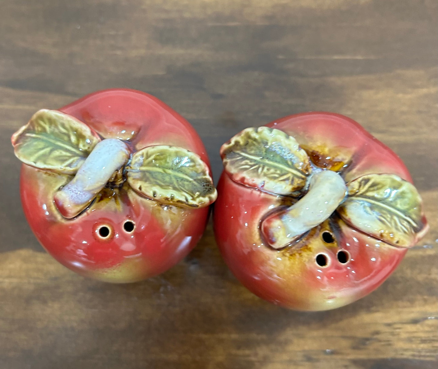 Ceramic Apple Salt And Pepper Shakers with Stoppers