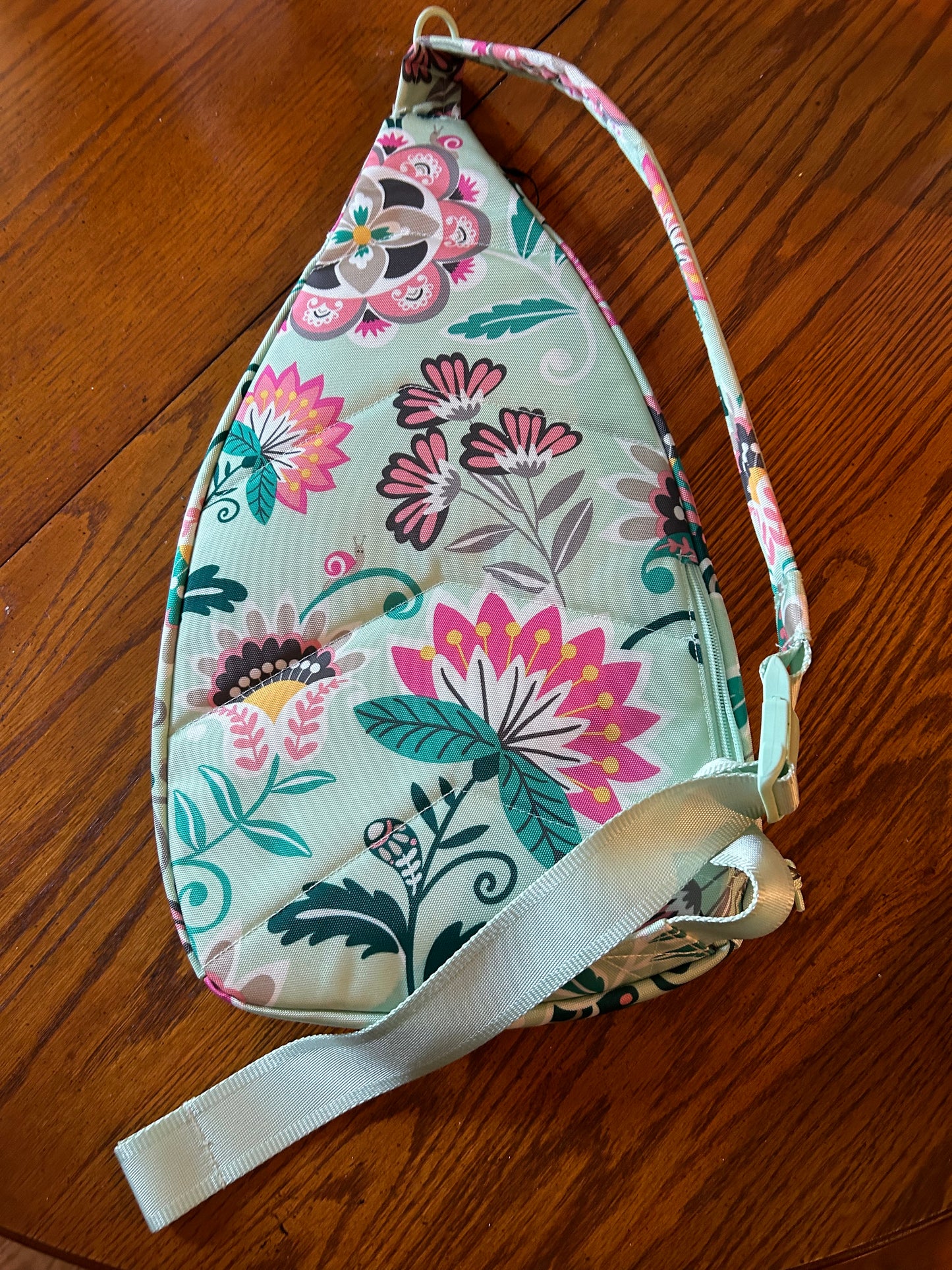 Vera Bradley Reactive Mint Green Floral Sling backpack