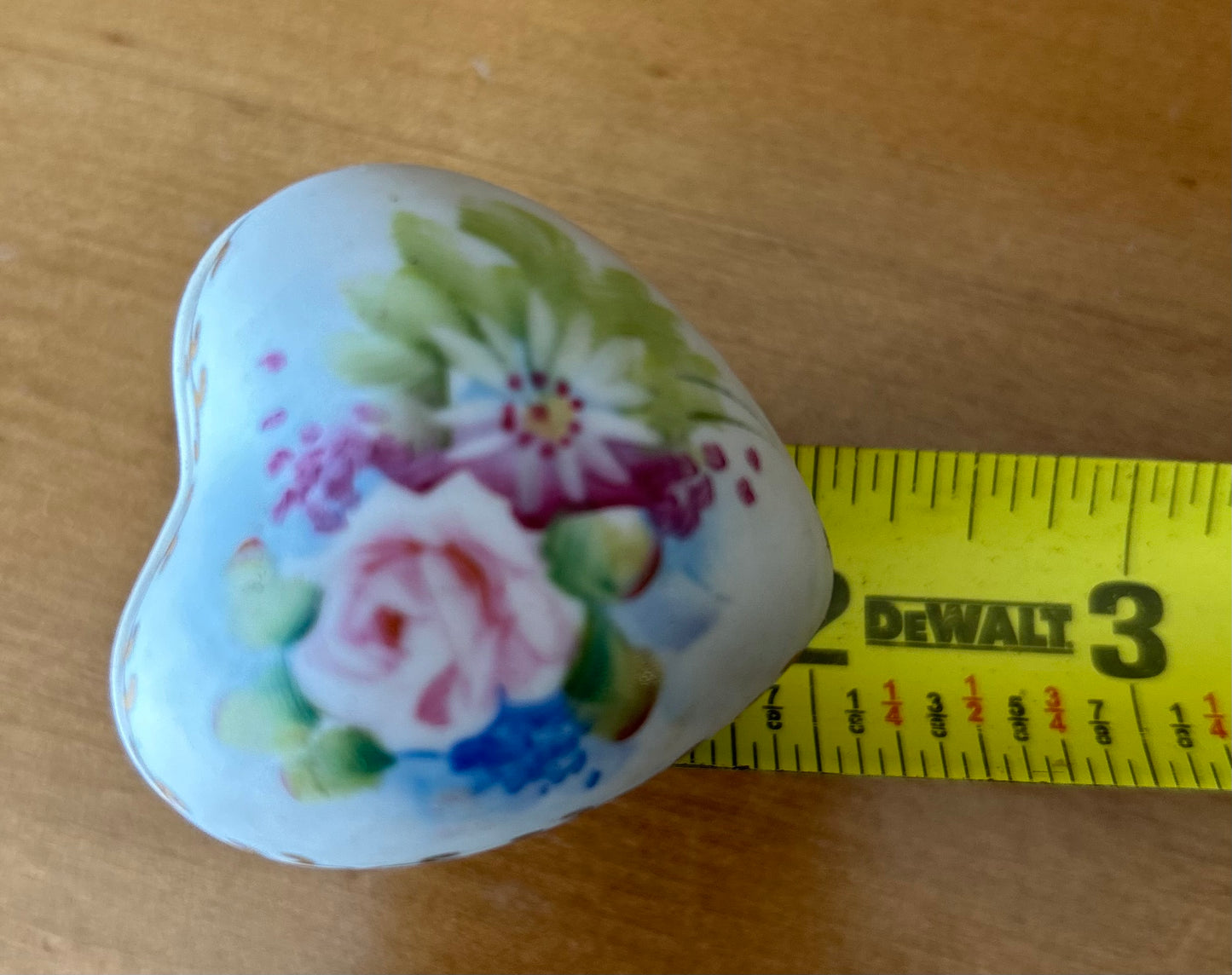 Handpainted Bubble Heart Trinket Box - Flowers - Made in Japan