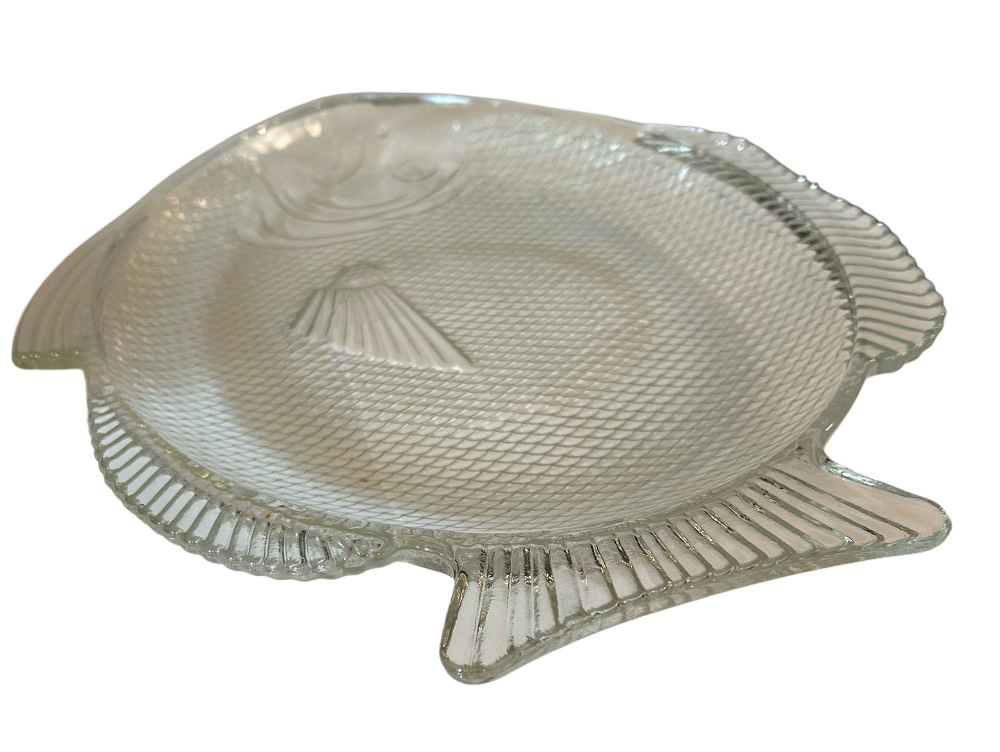 Vintage Oven Proof Glass Fish Plate Dish Serving Platter Made in USA 11 x 8"