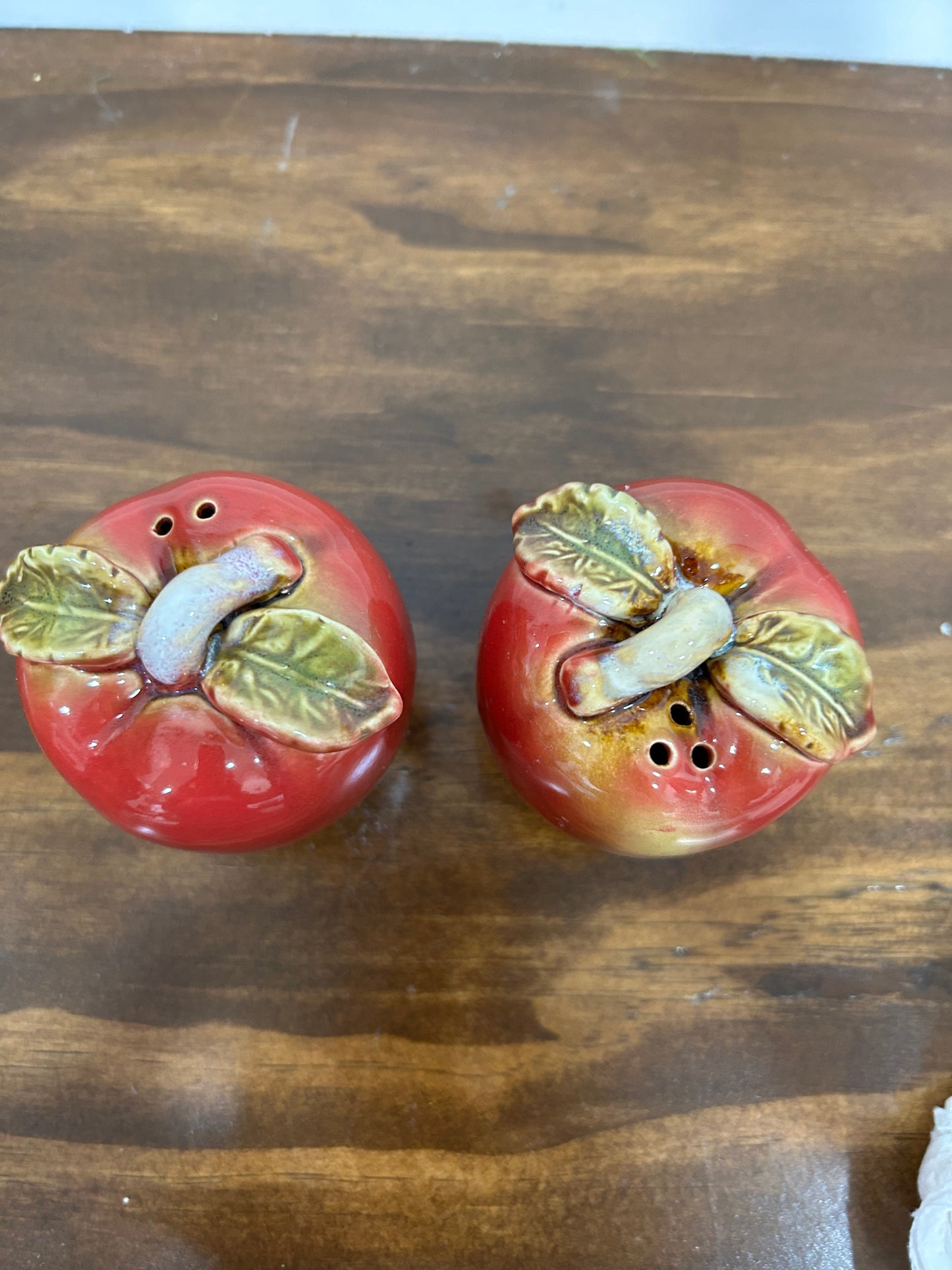 Ceramic Apple Salt And Pepper Shakers with Stoppers