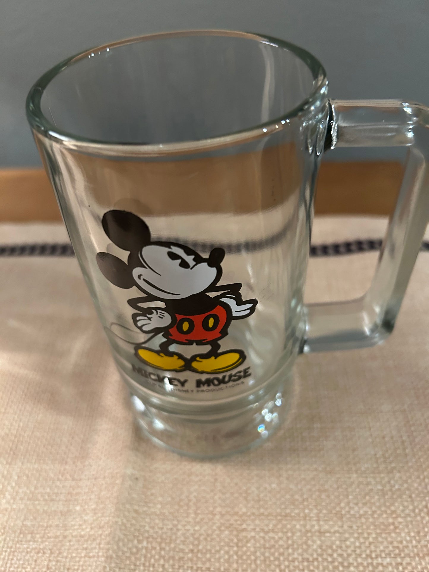 Walt Disney Mickey Mouse Clear Glass  Mug Cup with Handle