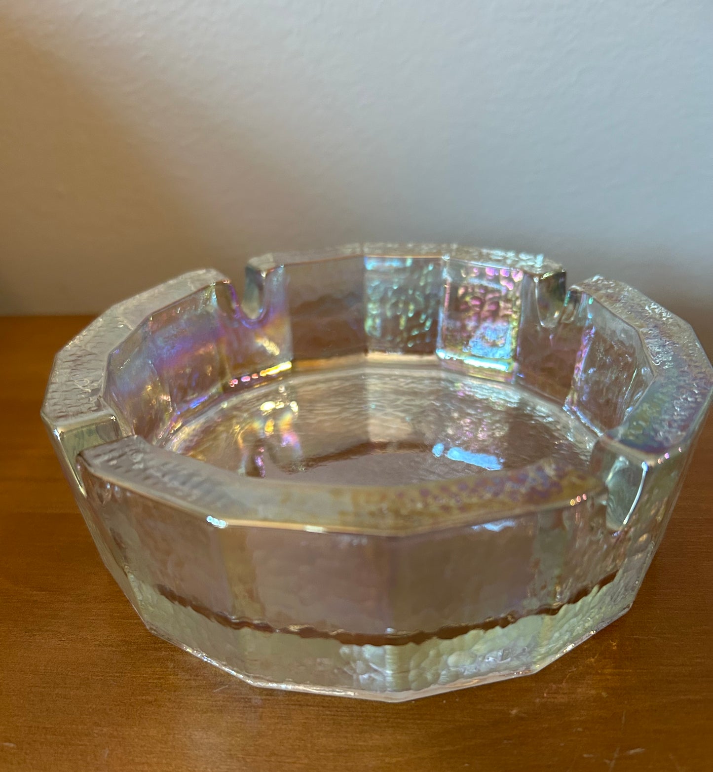 Blenko Iridescent Pebblegrain 6-Inch Glass Ashtray Carnival Rainbow Colors