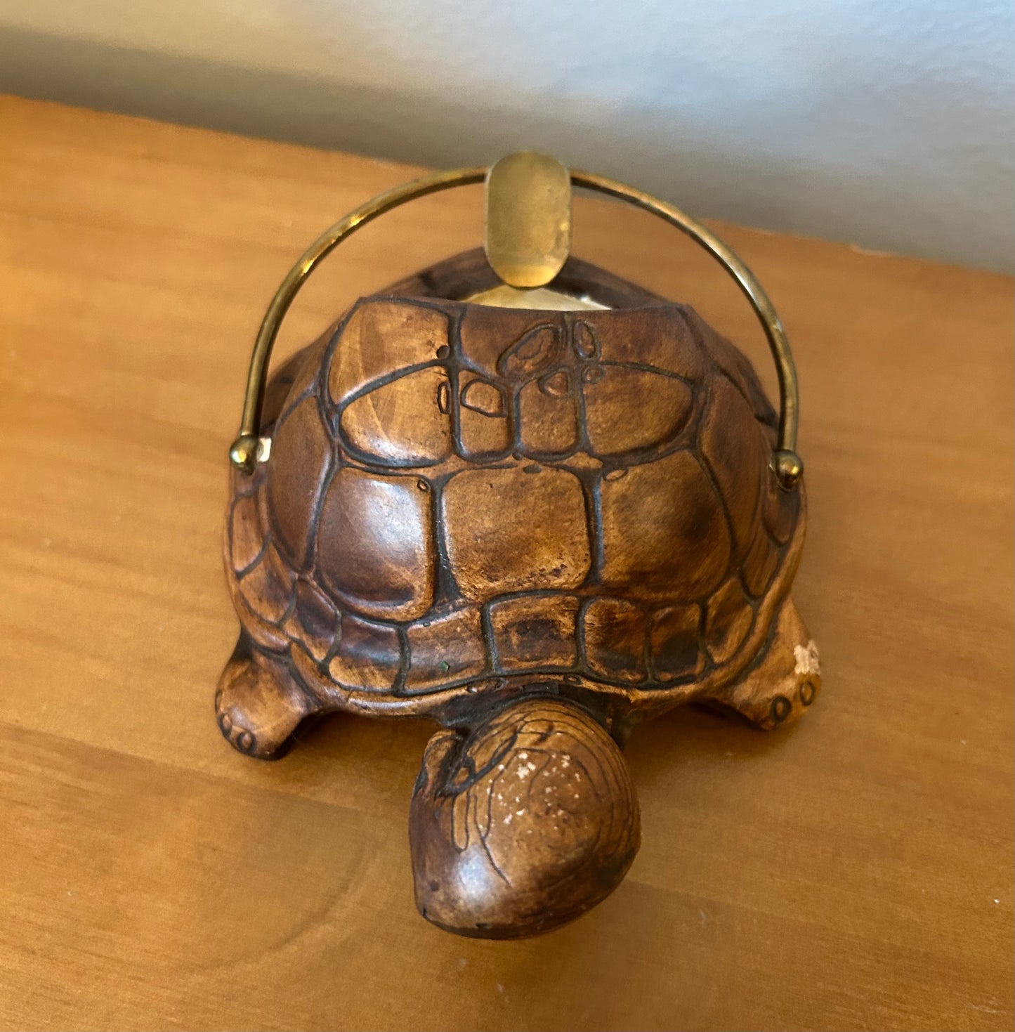 Vintage 1956 Treasure Craft Ceramic Pottery Turtle Cigar & Cigarette Ashtray