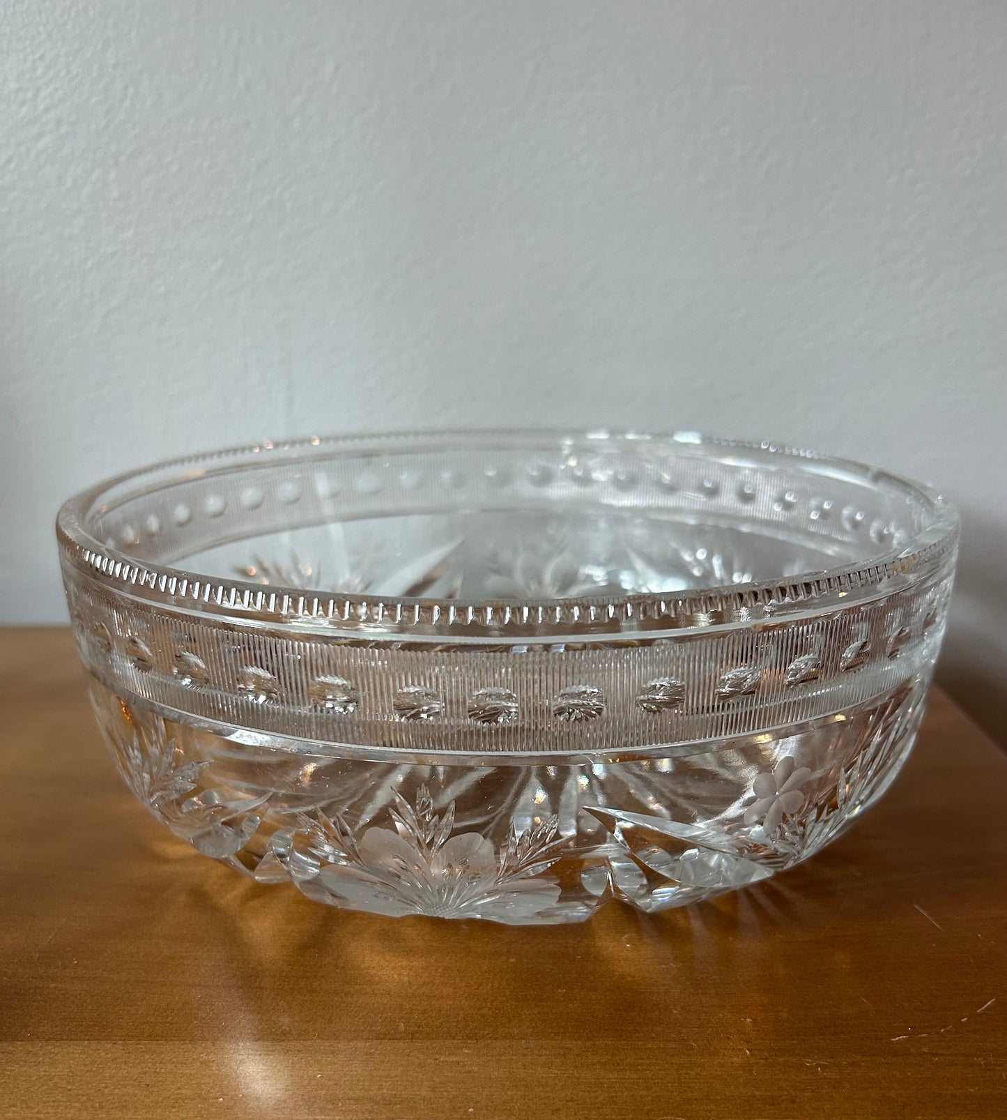 American Brilliant Period Cut Glass bowl ABP Antique Floral WHEEL CUT