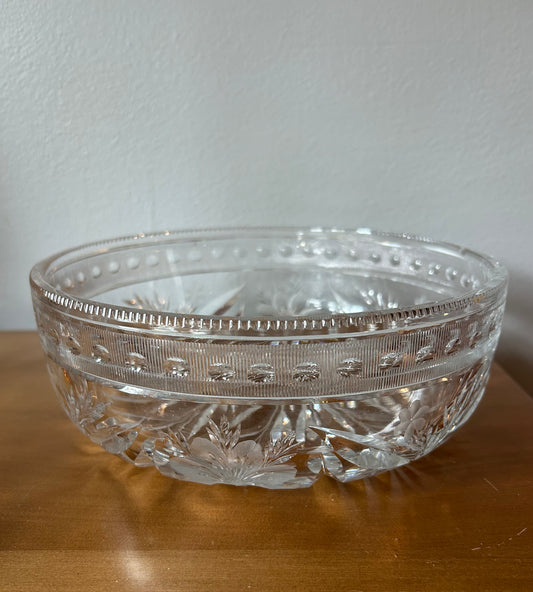 American Brilliant Period Cut Glass bowl ABP Antique Floral WHEEL CUT