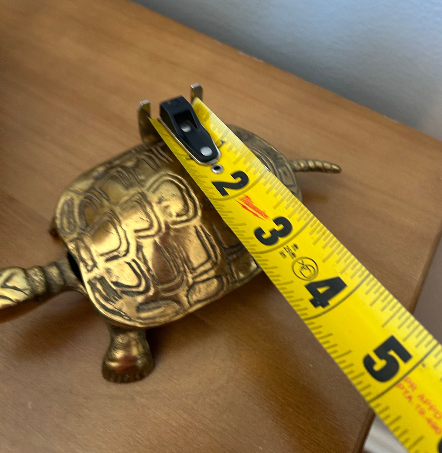 Vintage Brass Hinged Lid Turtle Trinket Box