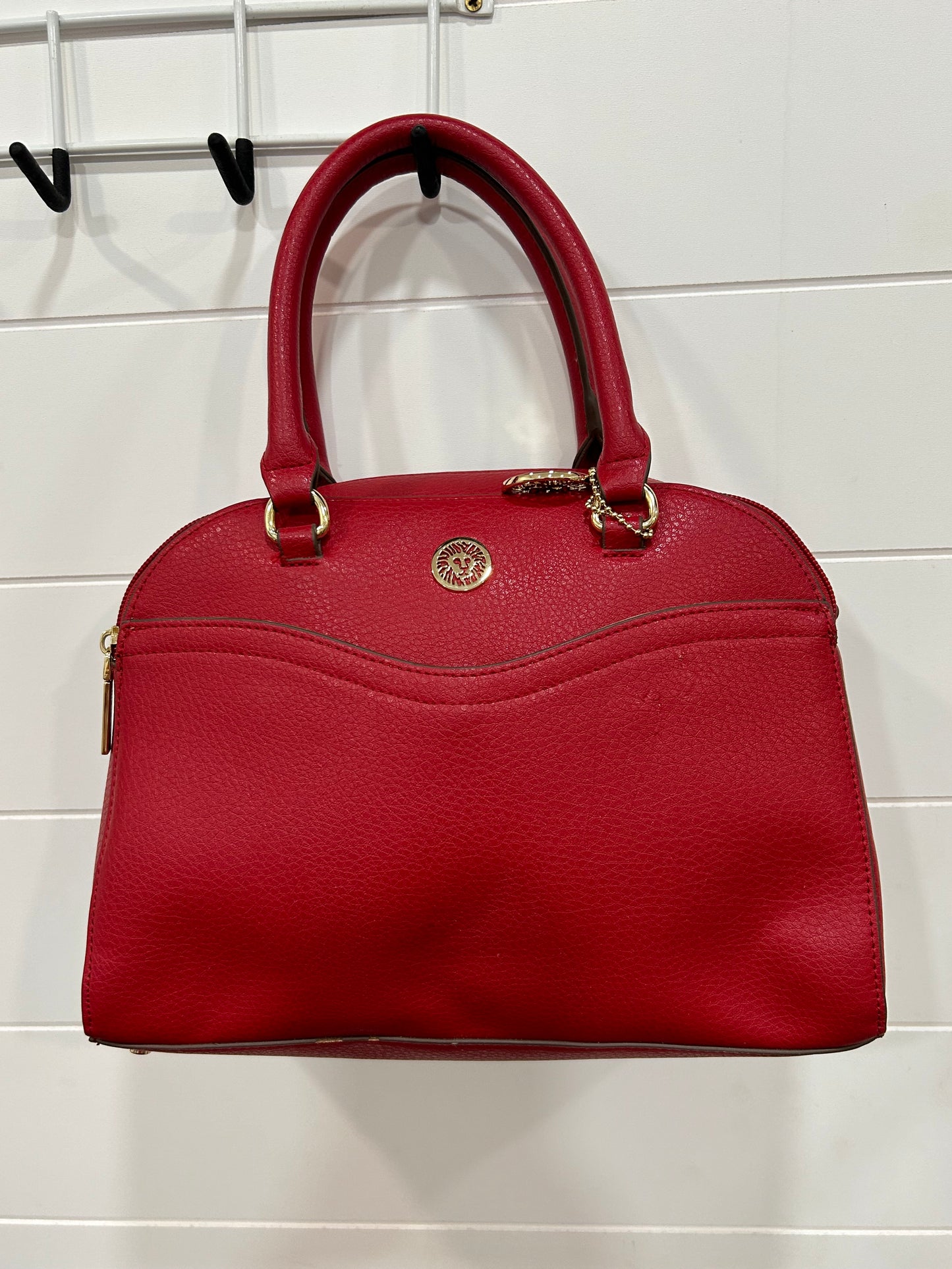 Anne Klein Signature Red Dome Satchel Double Handles