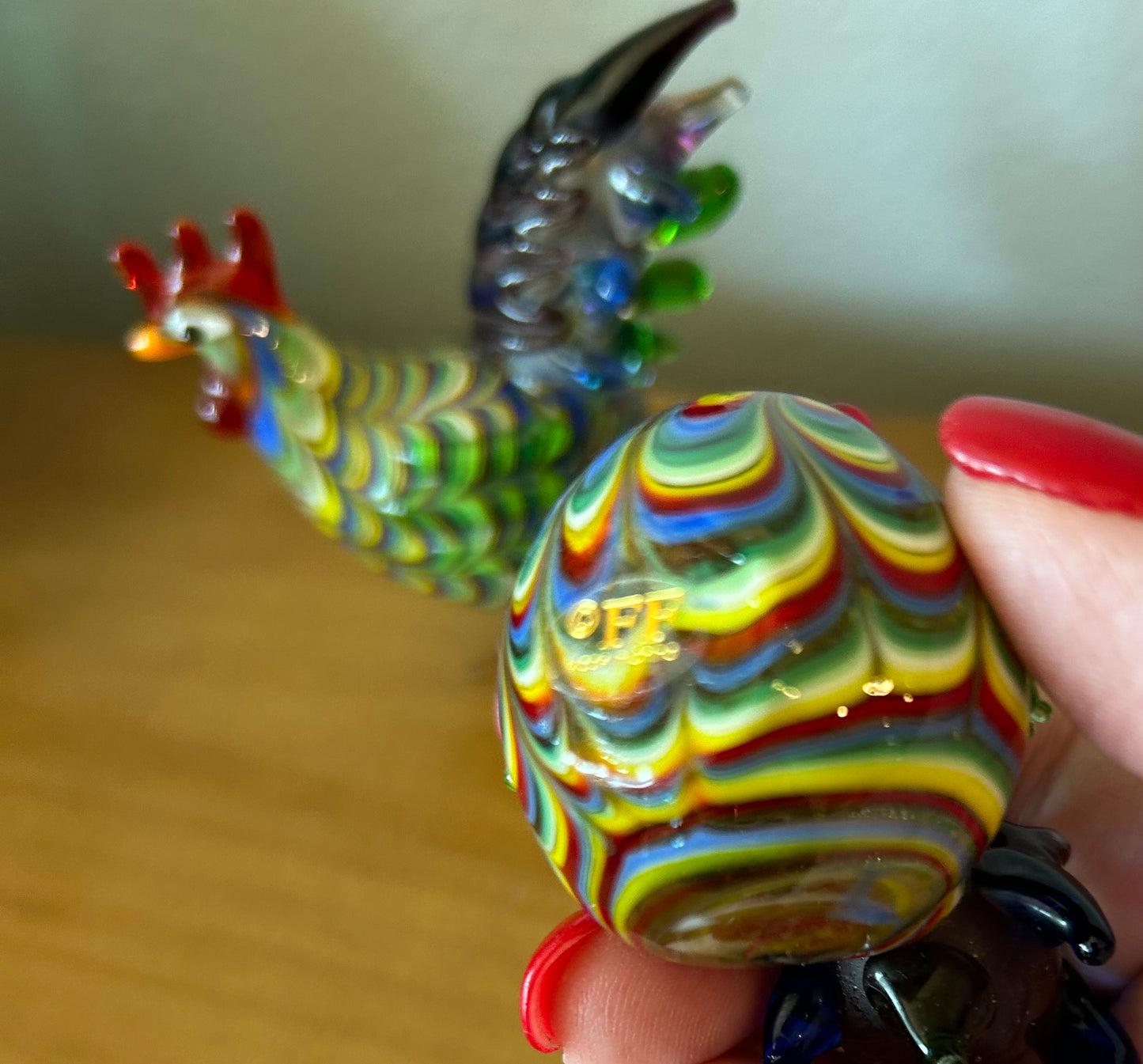 2 Fitz And Floyd Glass Menagerie Rooster Chicken Hand Blown Glass Art