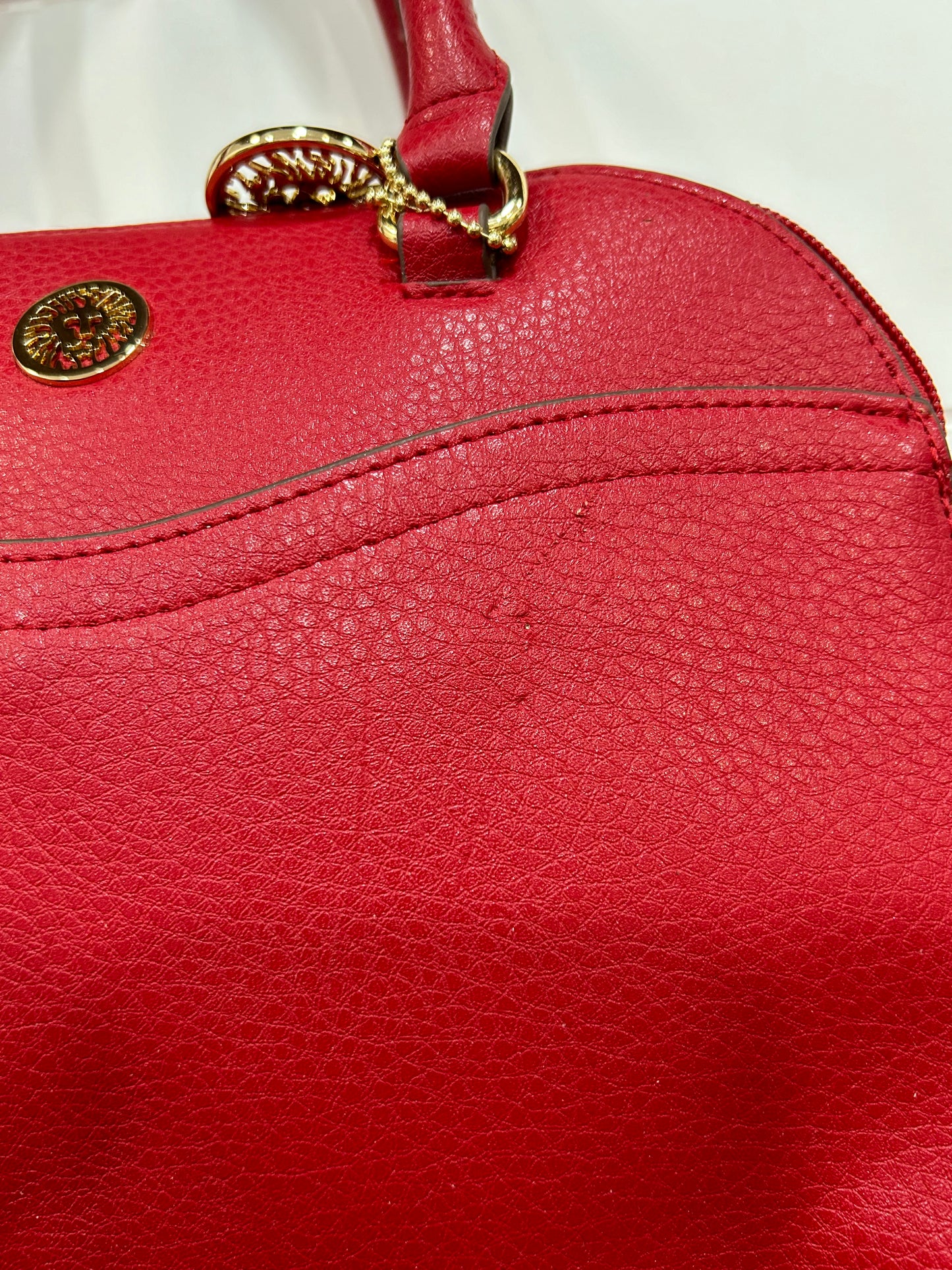 Anne Klein Signature Red Dome Satchel Double Handles