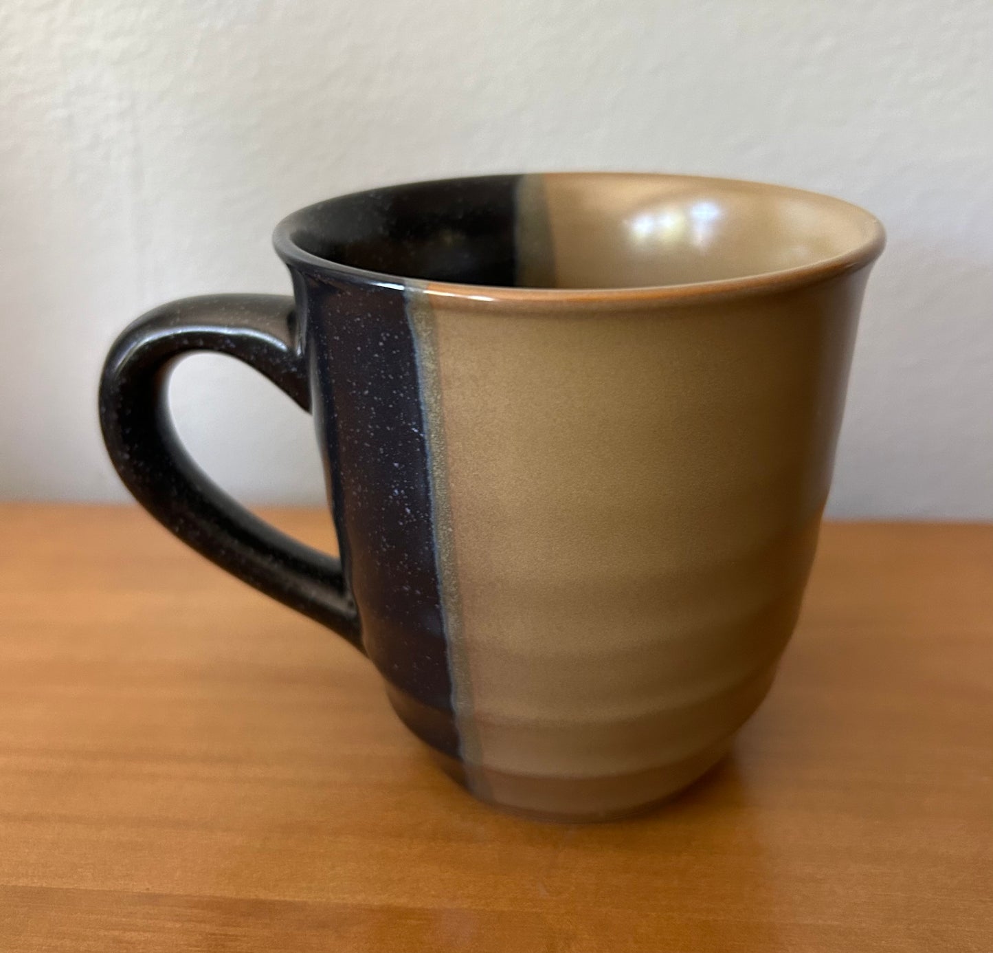 Coffee Mug Gold Dust Black by SANGO Height 4"Beige Black Brown Tan Panels #5022