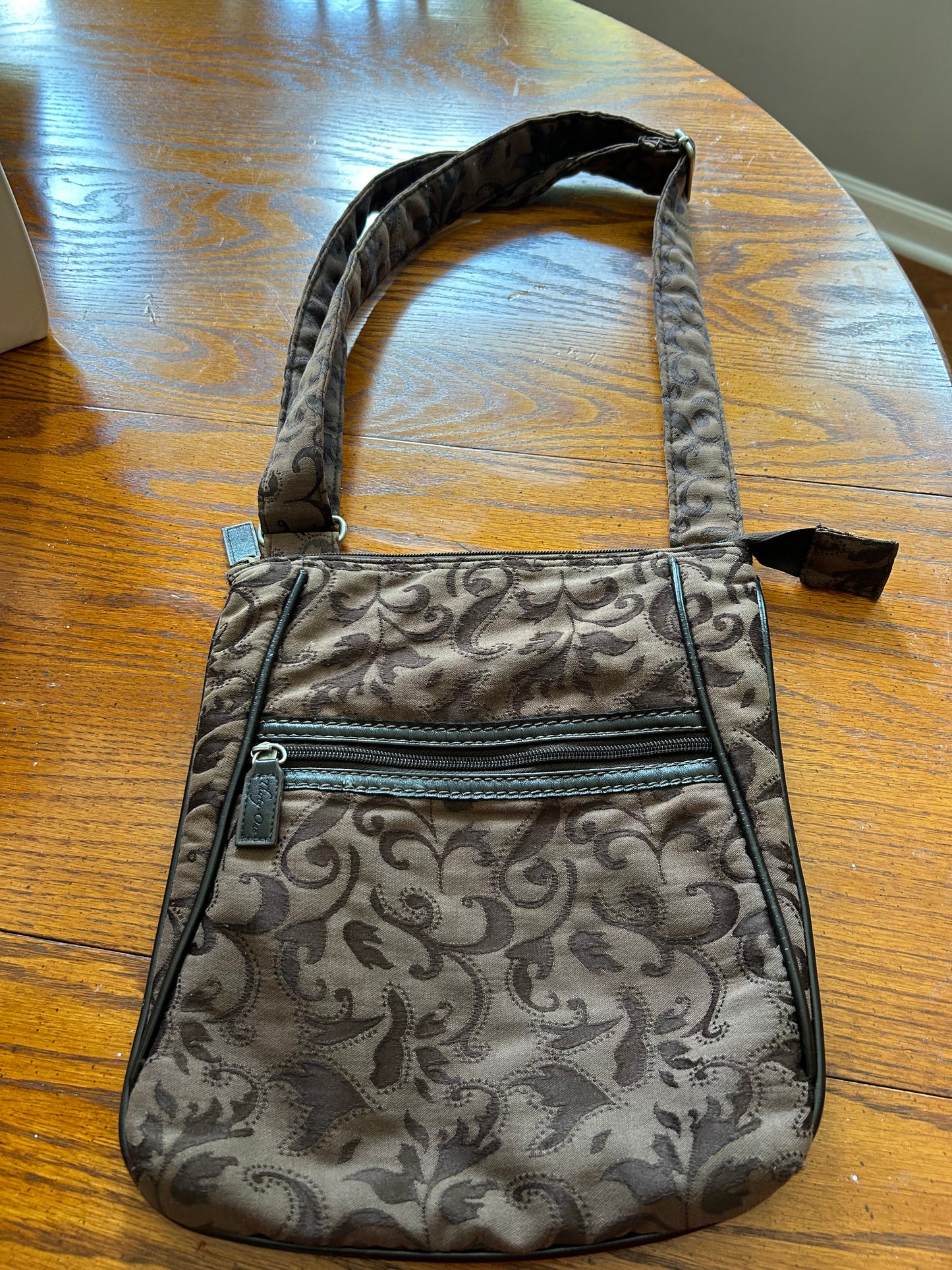 Thirty One Brown Jacquard Crossbody Purse