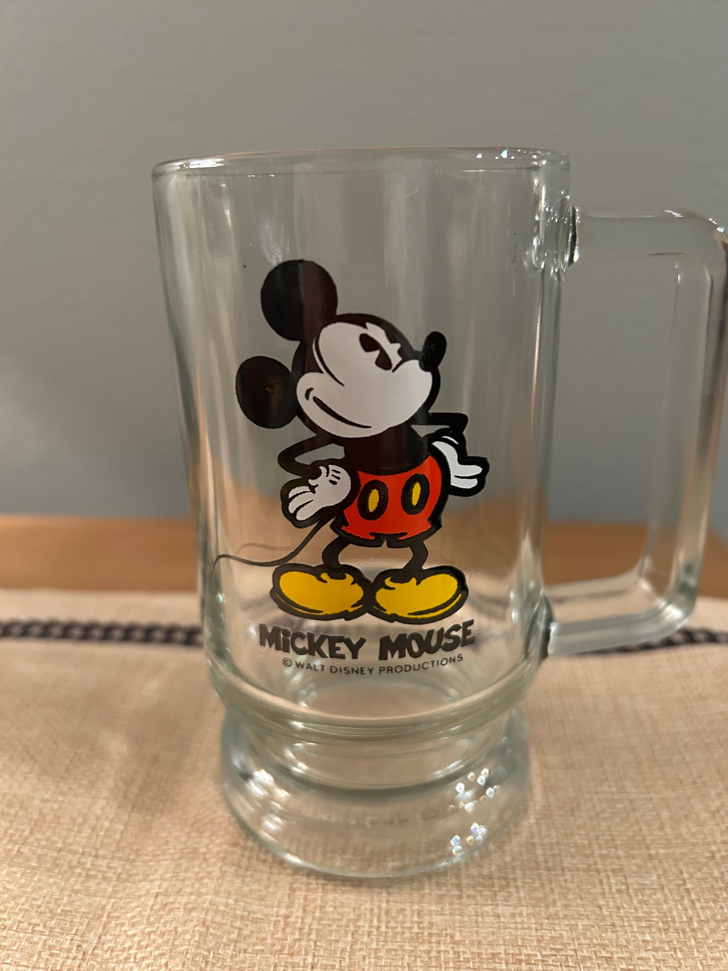 Walt Disney Mickey Mouse Clear Glass  Mug Cup with Handle