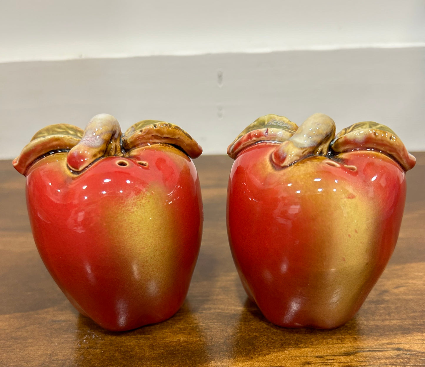 Ceramic Apple Salt And Pepper Shakers with Stoppers