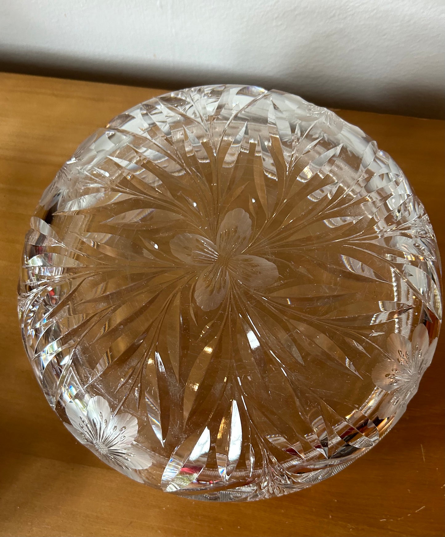 American Brilliant Period Cut Glass bowl ABP Antique Floral WHEEL CUT