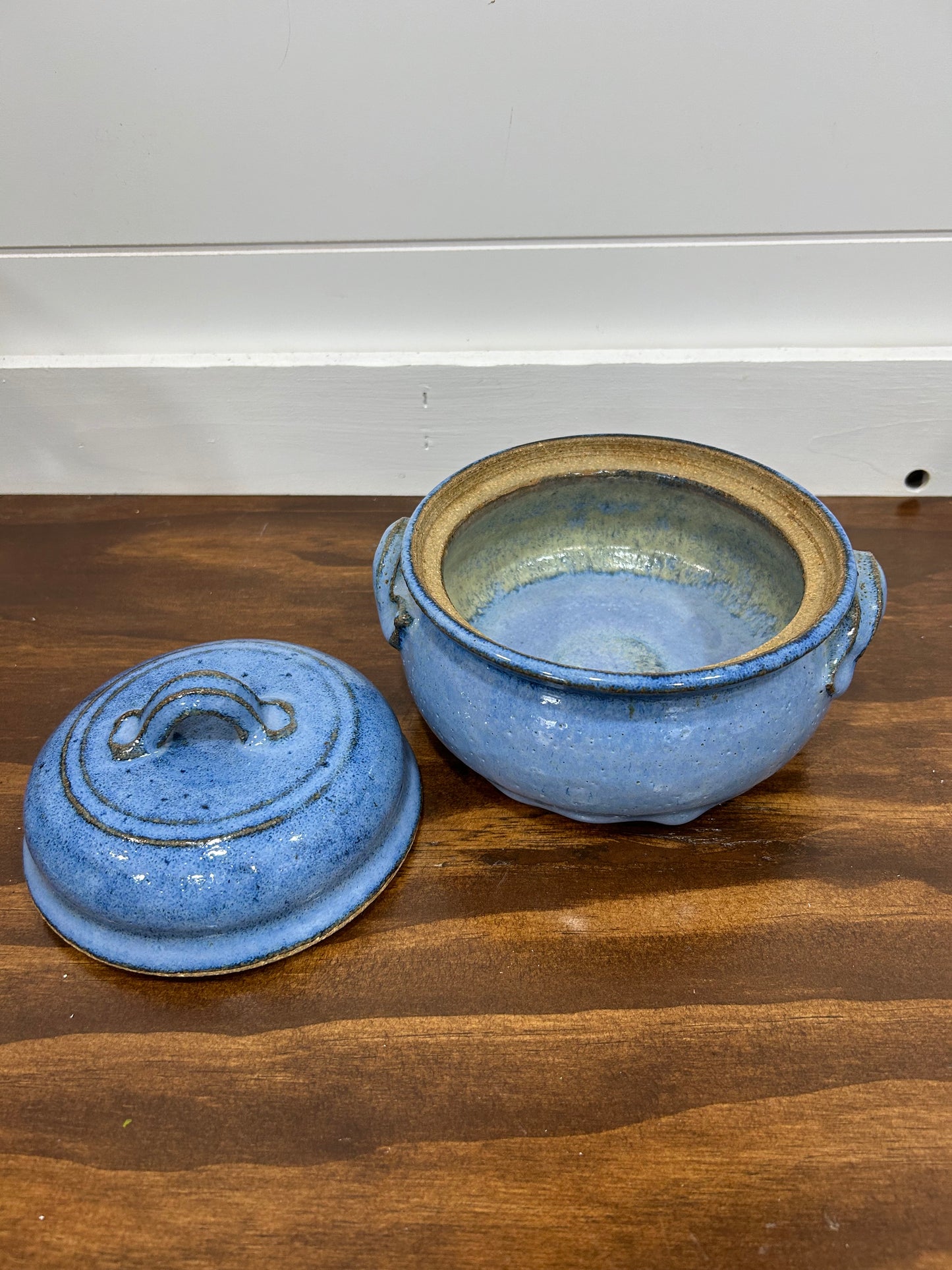 Hand Thrown, Studio Art Glazed Pottery, Bowl With Lid