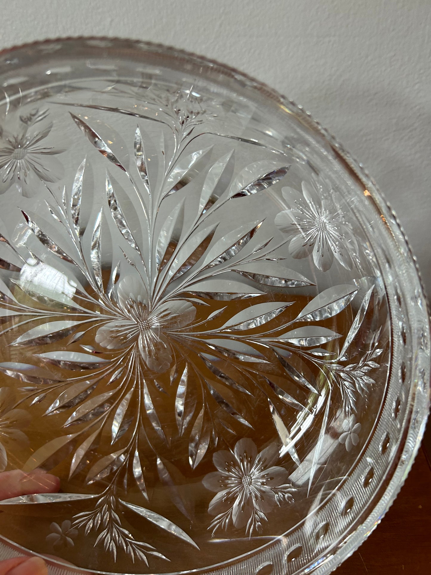 American Brilliant Period Cut Glass bowl ABP Antique Floral WHEEL CUT