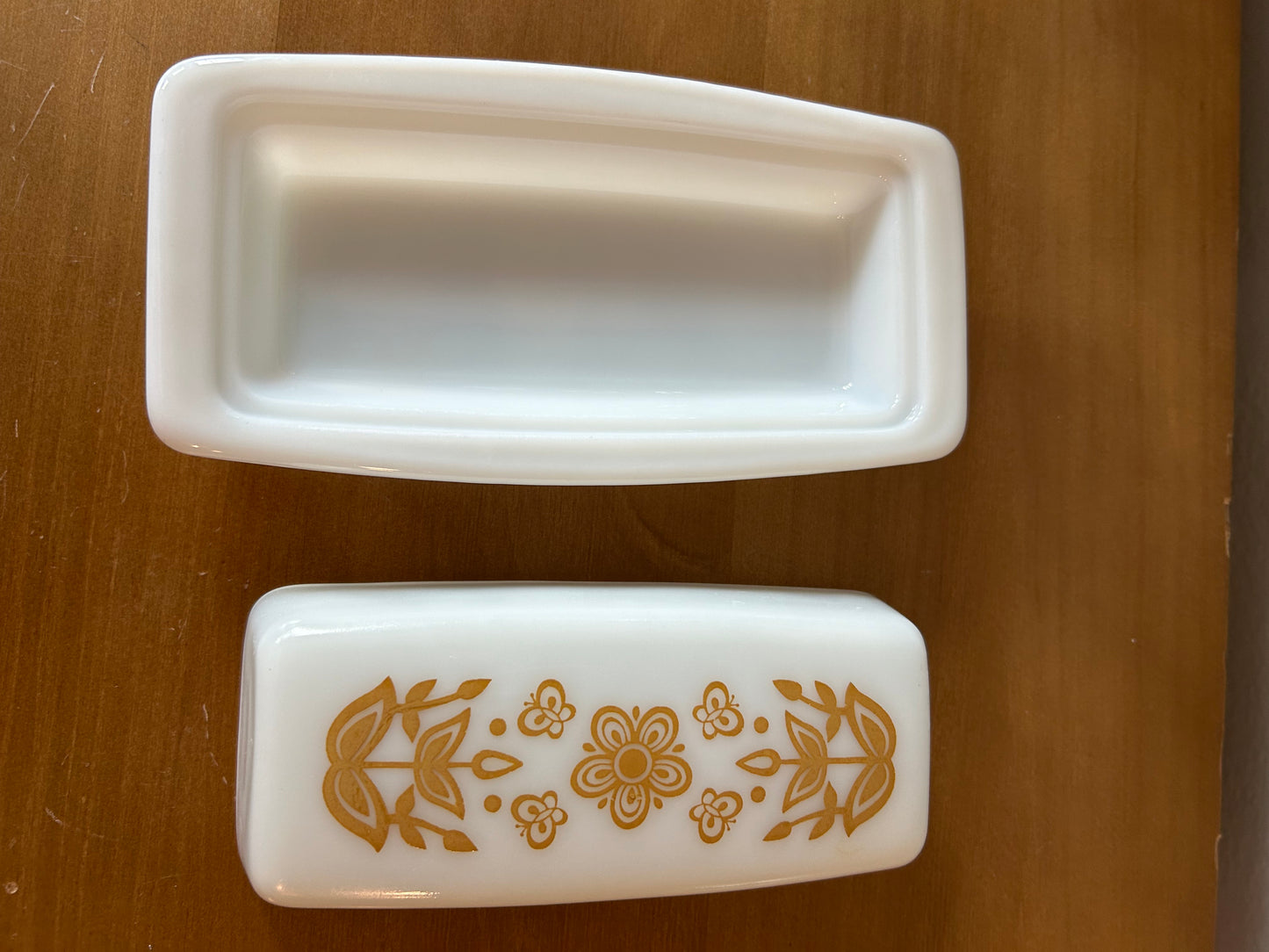 Butterfly Gold Pyrex Butter Dish 72-B Vintage