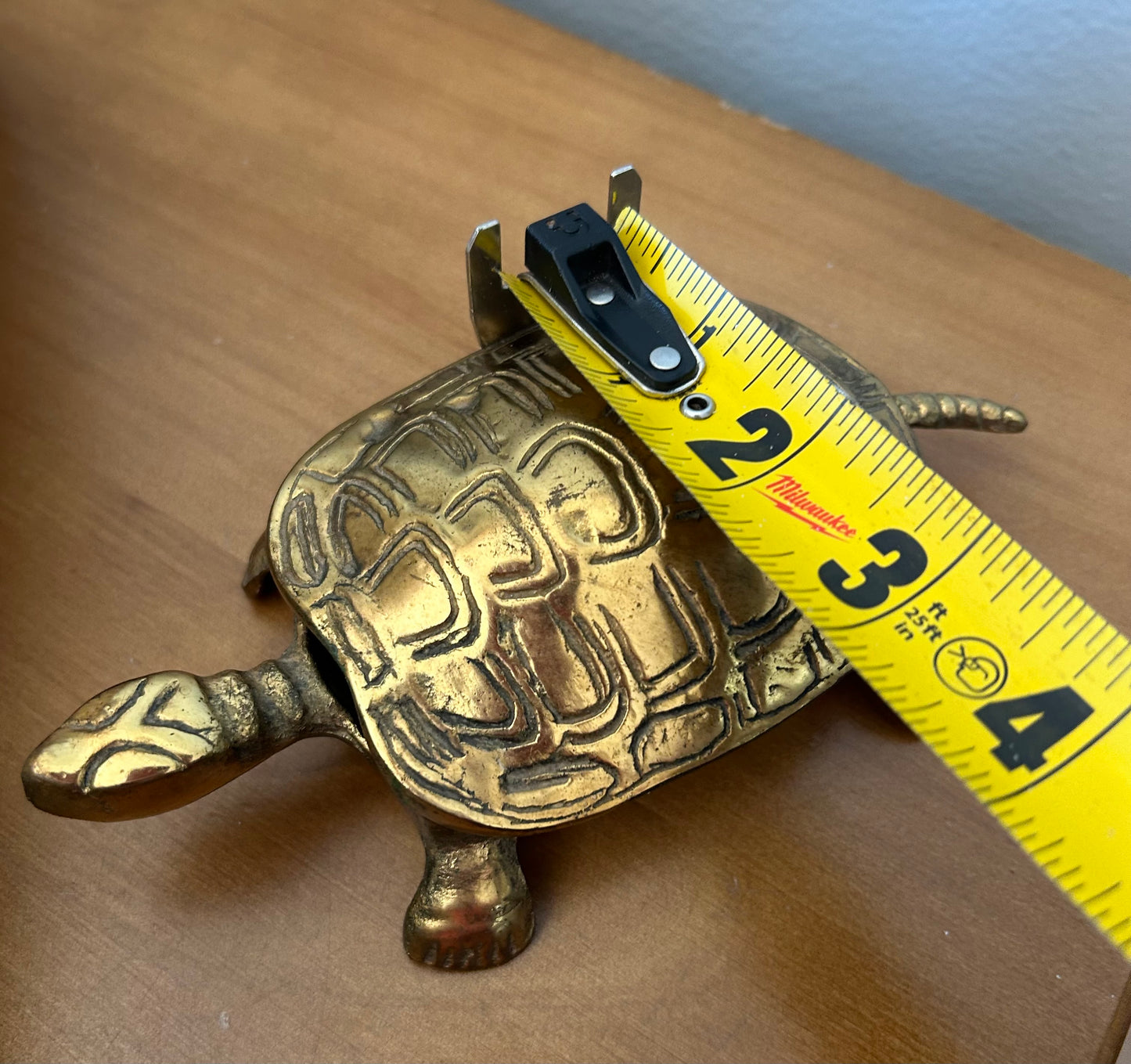 Vintage Brass Hinged Lid Turtle Trinket Box