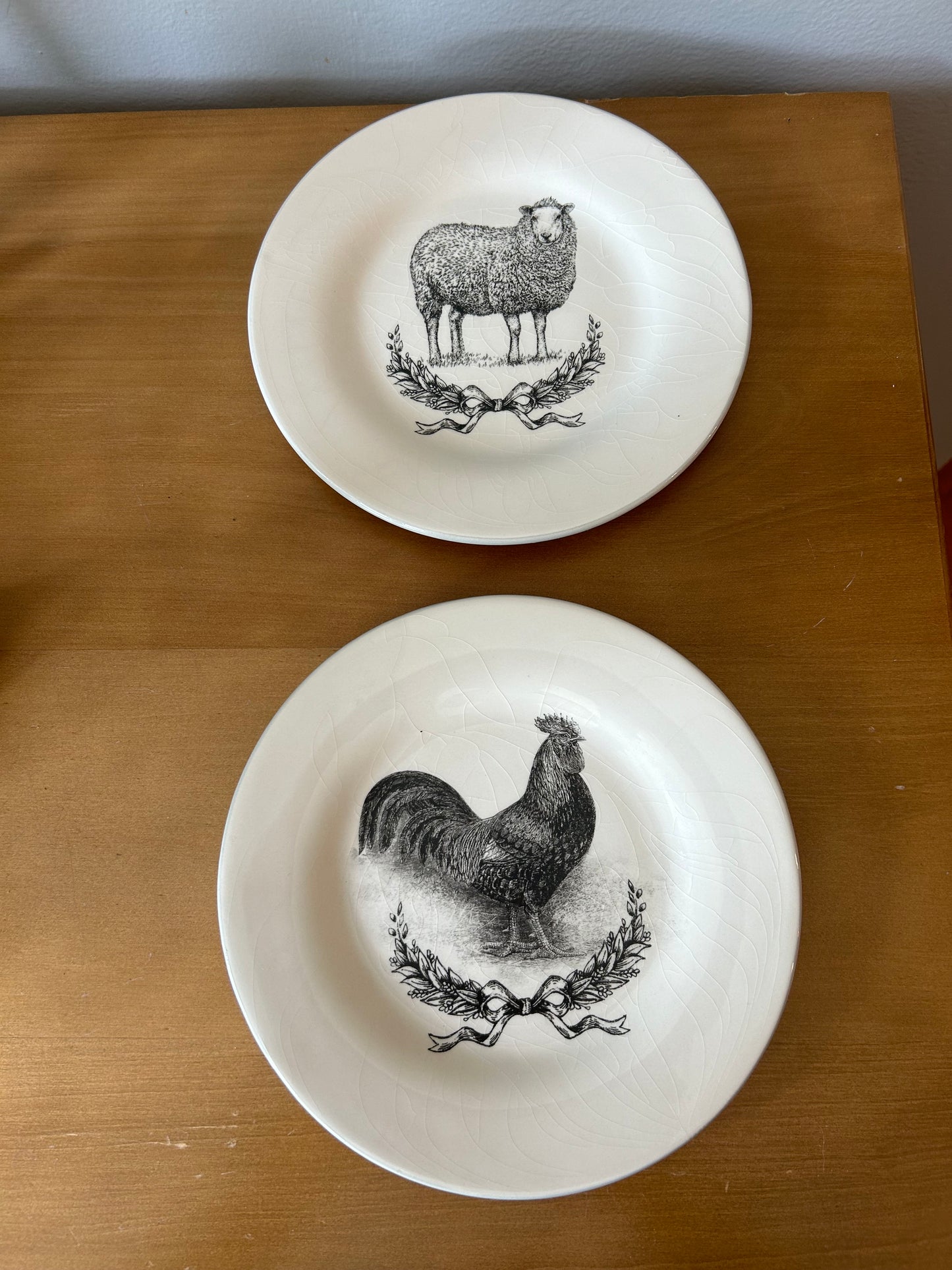 Farmhouse Design Set Of Two Salad Or Dessert Plates. 8”