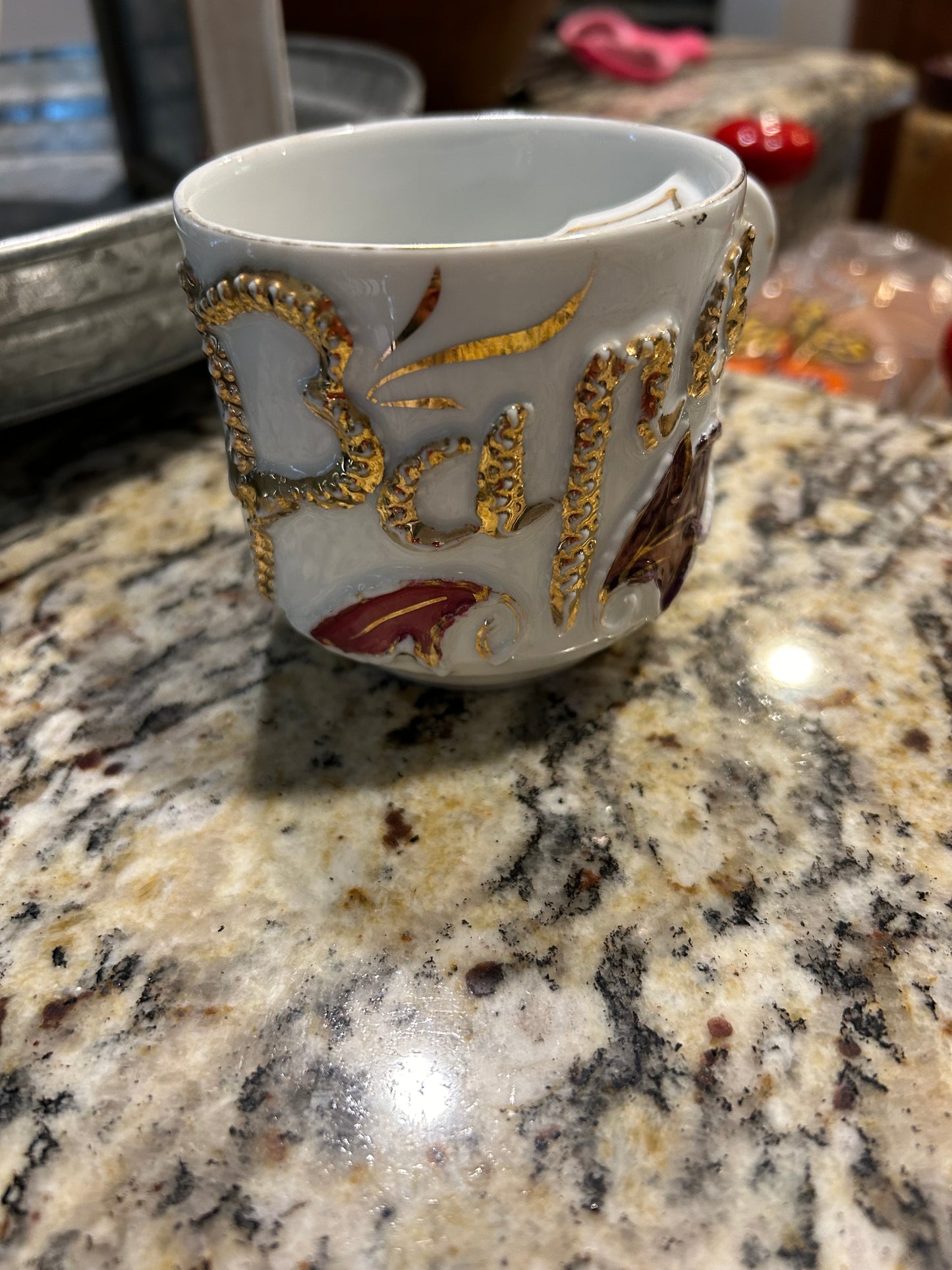 VINTAGE GERMANY WHITE/GOLD "PAPA" Mustache Cup