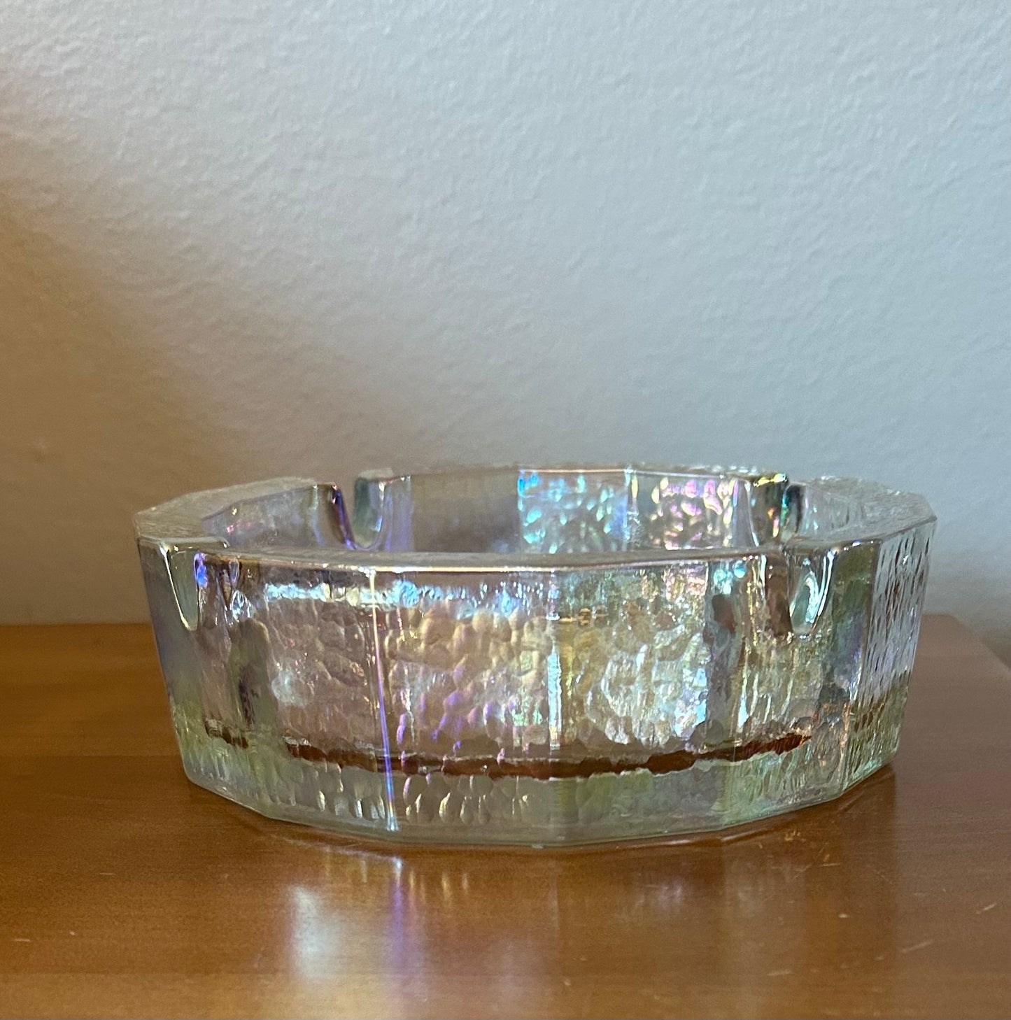 Blenko Iridescent Pebblegrain 6-Inch Glass Ashtray Carnival Rainbow Colors