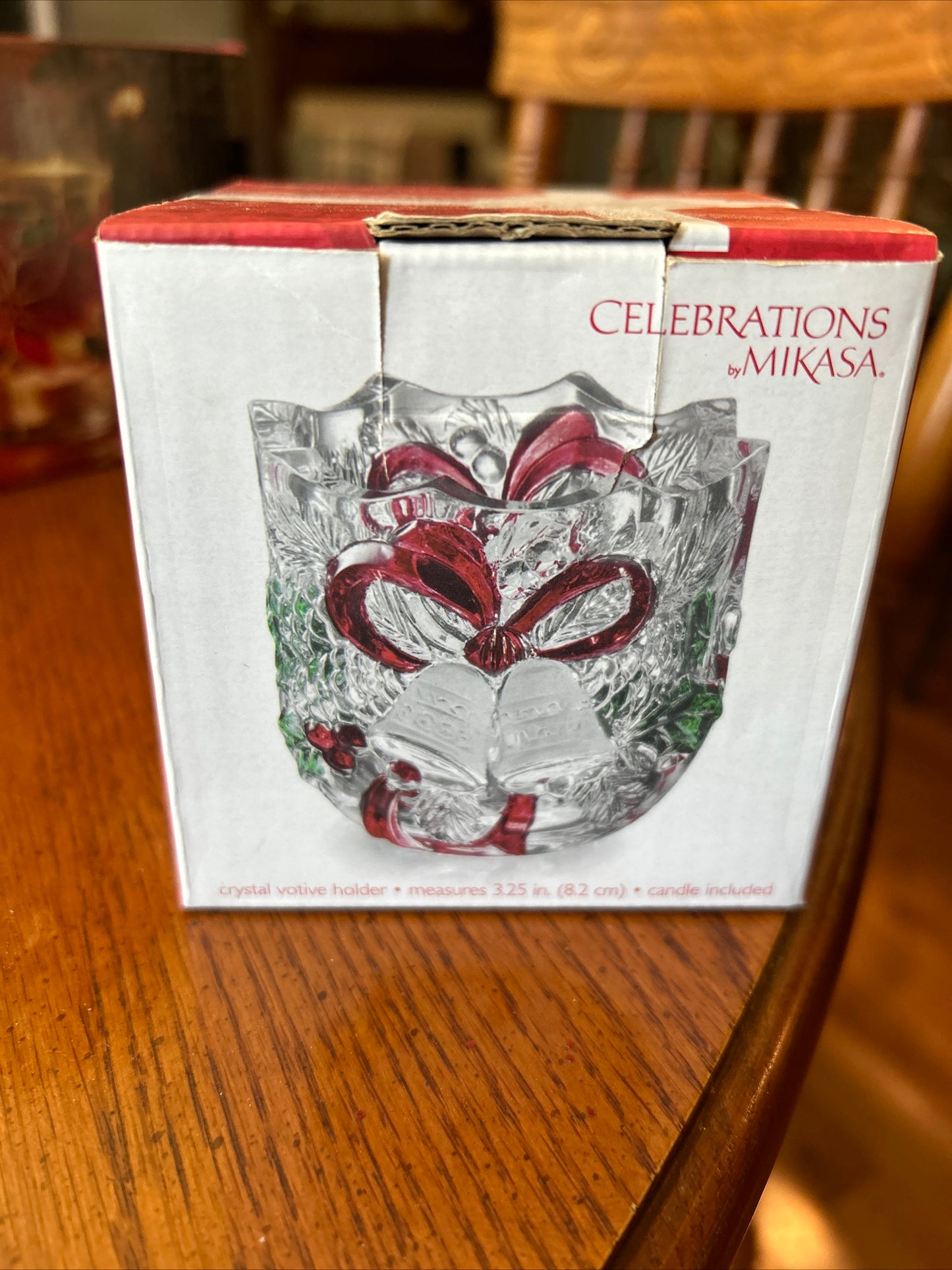 Celebrations By Mikasa Crystal Votive Candle Holder Christmas Holiday Bells 3.25