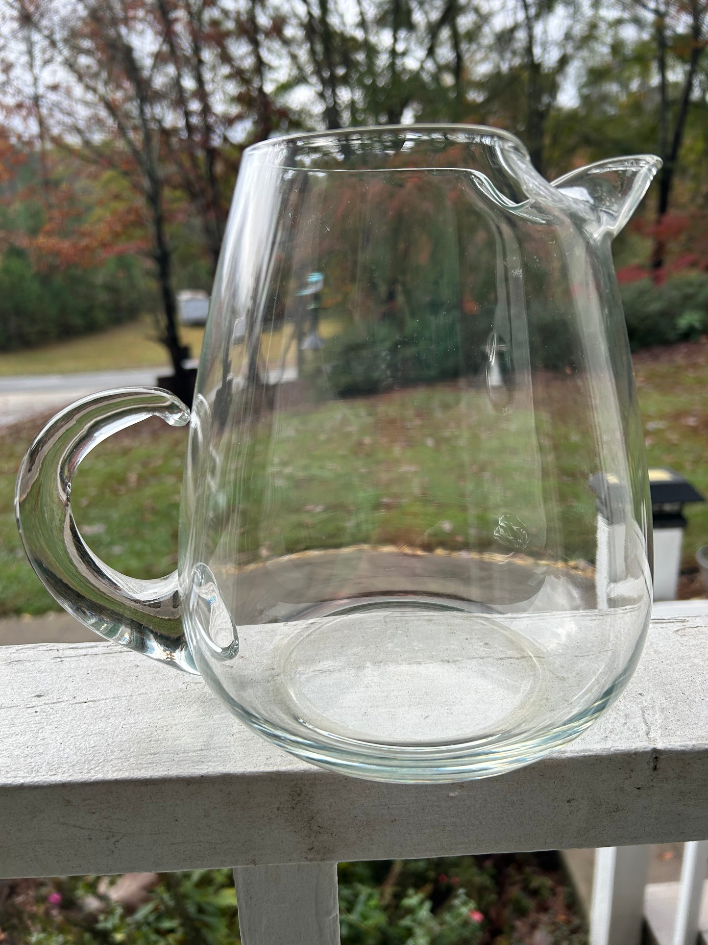 Vintage Draped Blown Glass Iridescent Water Beverage Pitcher Excellent Condition