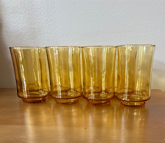 Libbey Bolero Amber Honey 6oz Juice Glasses Mid Century Modern Set of 8