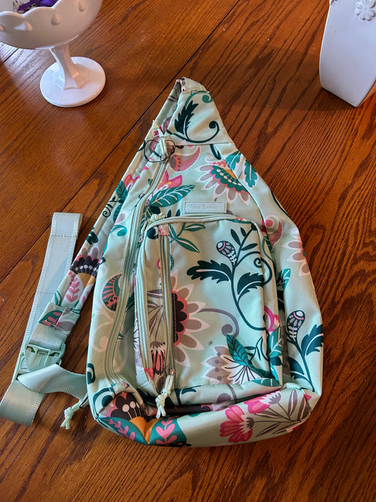 Vera Bradley Reactive Mint Green Floral Sling backpack