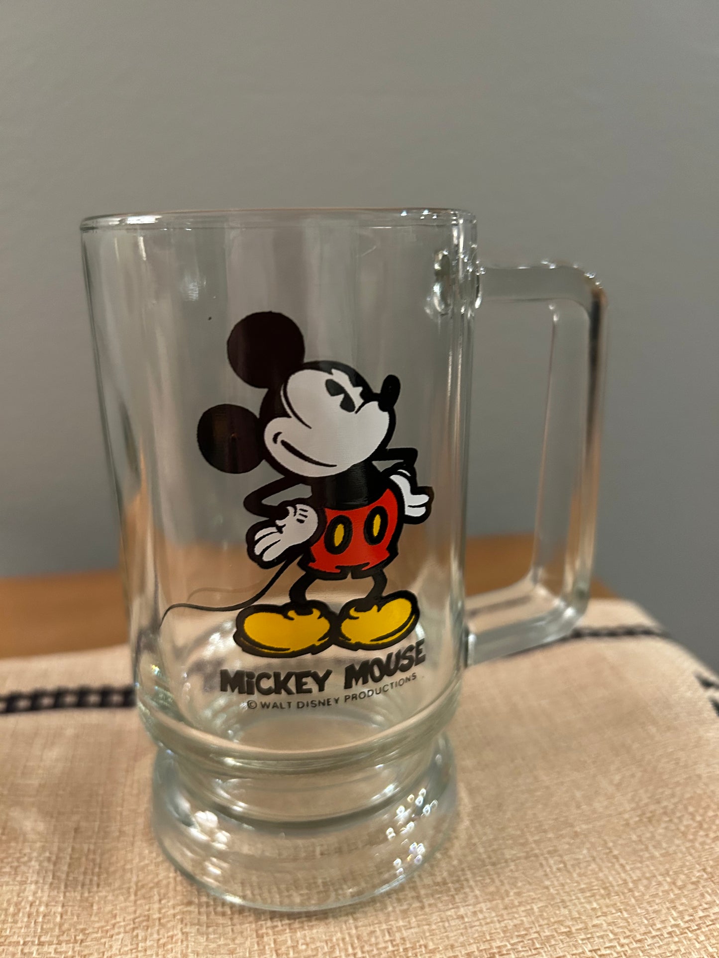 Walt Disney Mickey Mouse Clear Glass  Mug Cup with Handle