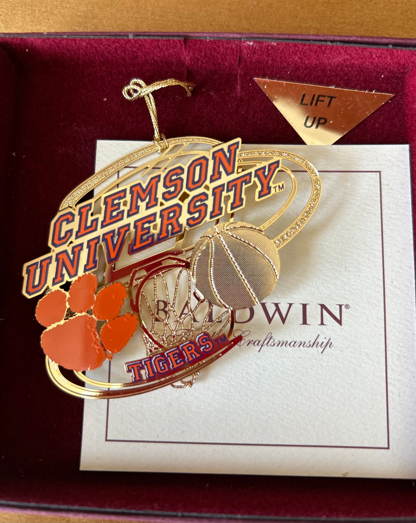 Baldwin Brass Clemson University BB Christmas Ornament