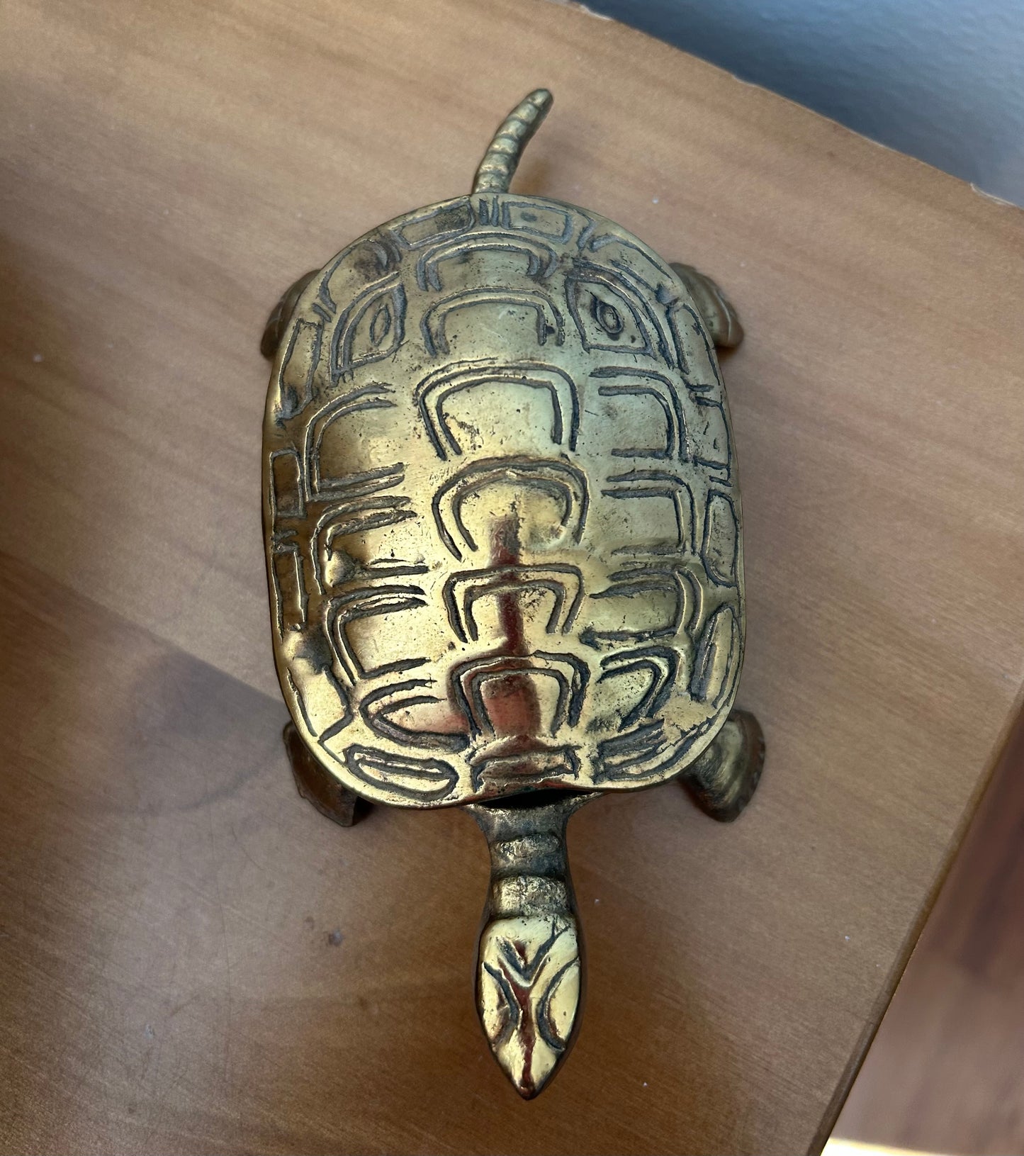 Vintage Brass Hinged Lid Turtle Trinket Box